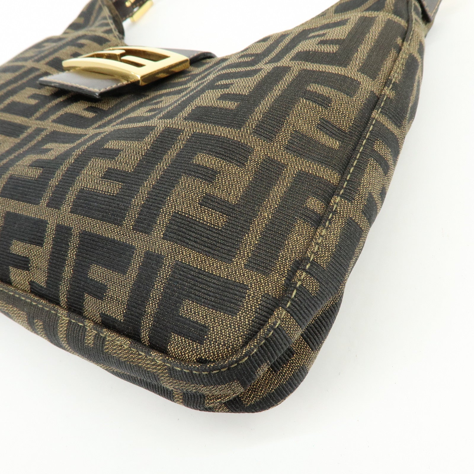 FENDI Zucca Canvas Leather Shoulder Bag Hand Bag Brown Black 26569