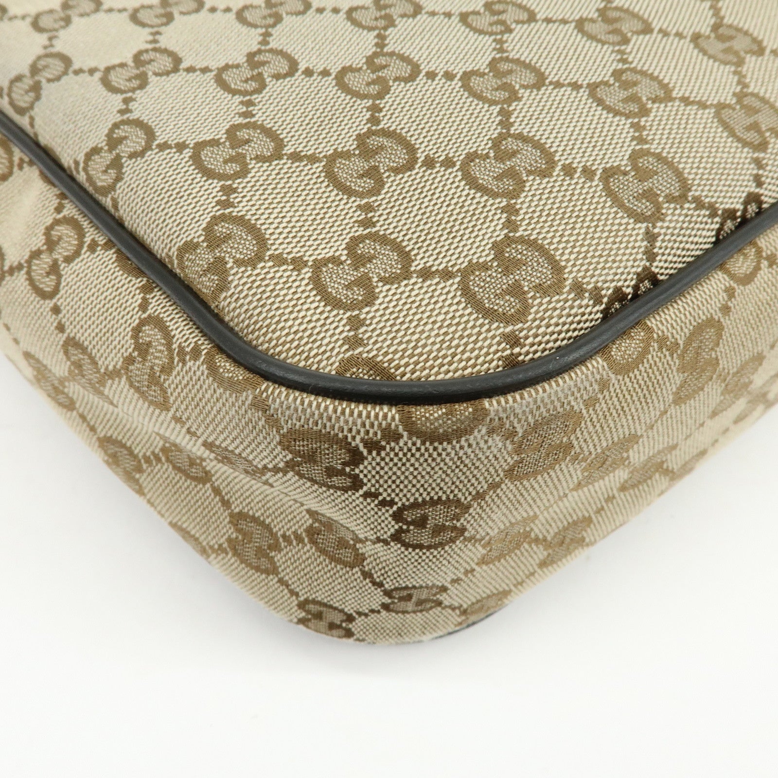 GUCCI GG Canvas Leather Shoulder Bag Crossbody Bag Beige Brown 449171