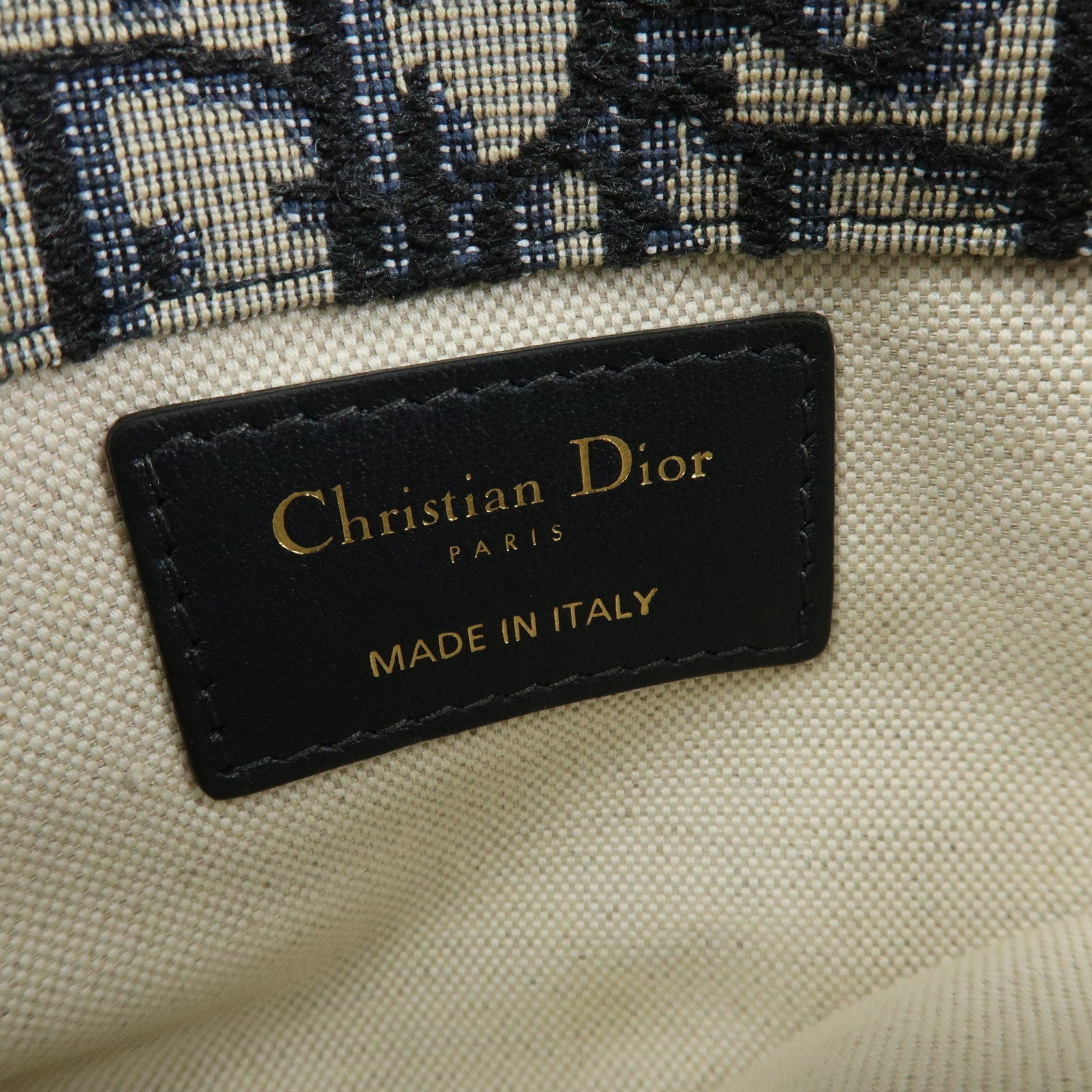 Christian Dior Oblique Jacquard Leather Saddle Bag Waist Body Bag Navy