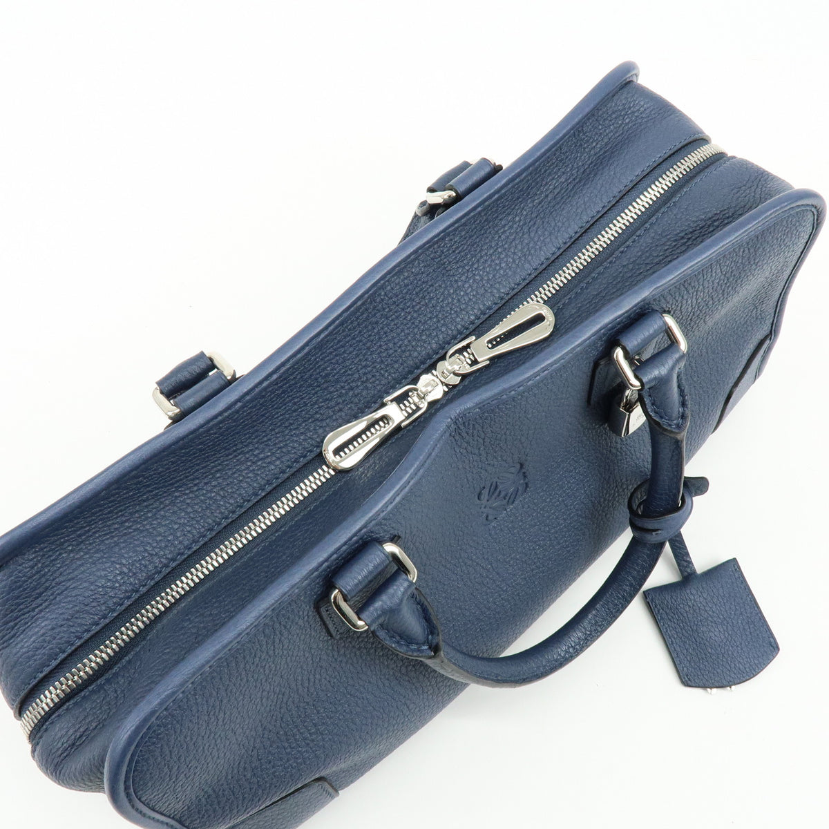 LOEWE Anagram Amazona 36 Leather Hand Bag Boston Bag Navy