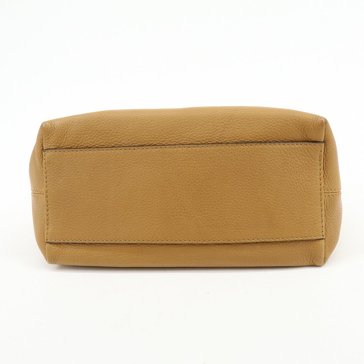 CELINE Logo Leather Shoulder Bag Hand Bag Camel