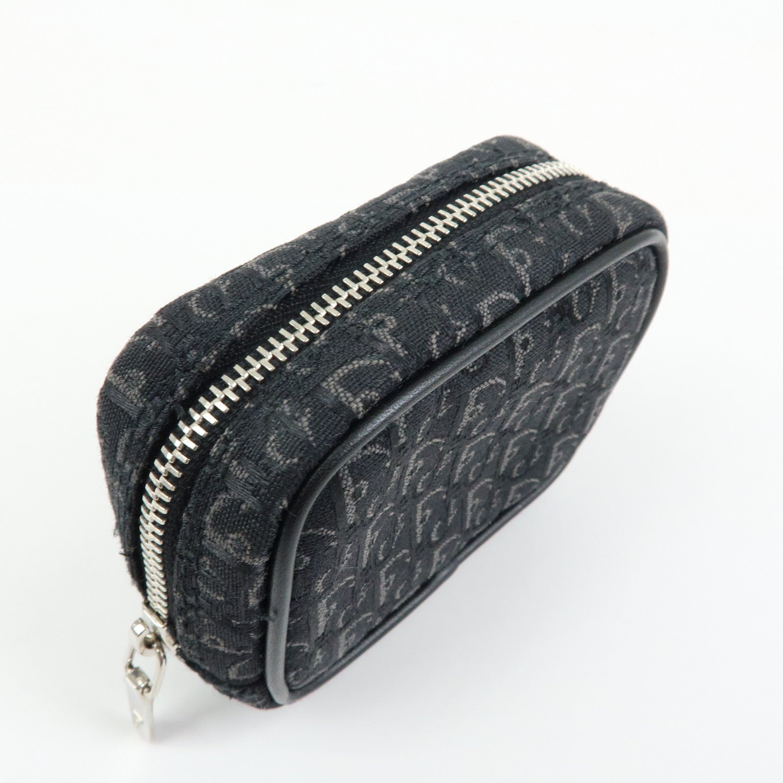 Christian Dior Trotter Oblique Jacquard Leather Tiny Pouch Black