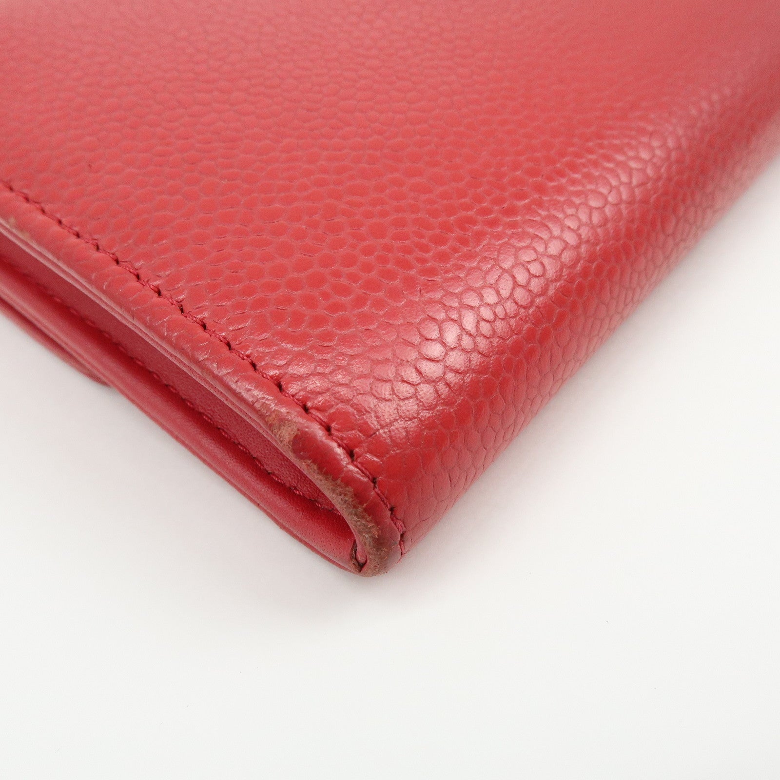 CHANEL COCO Mark Caviarskin Long Flap Wallet Red A50070