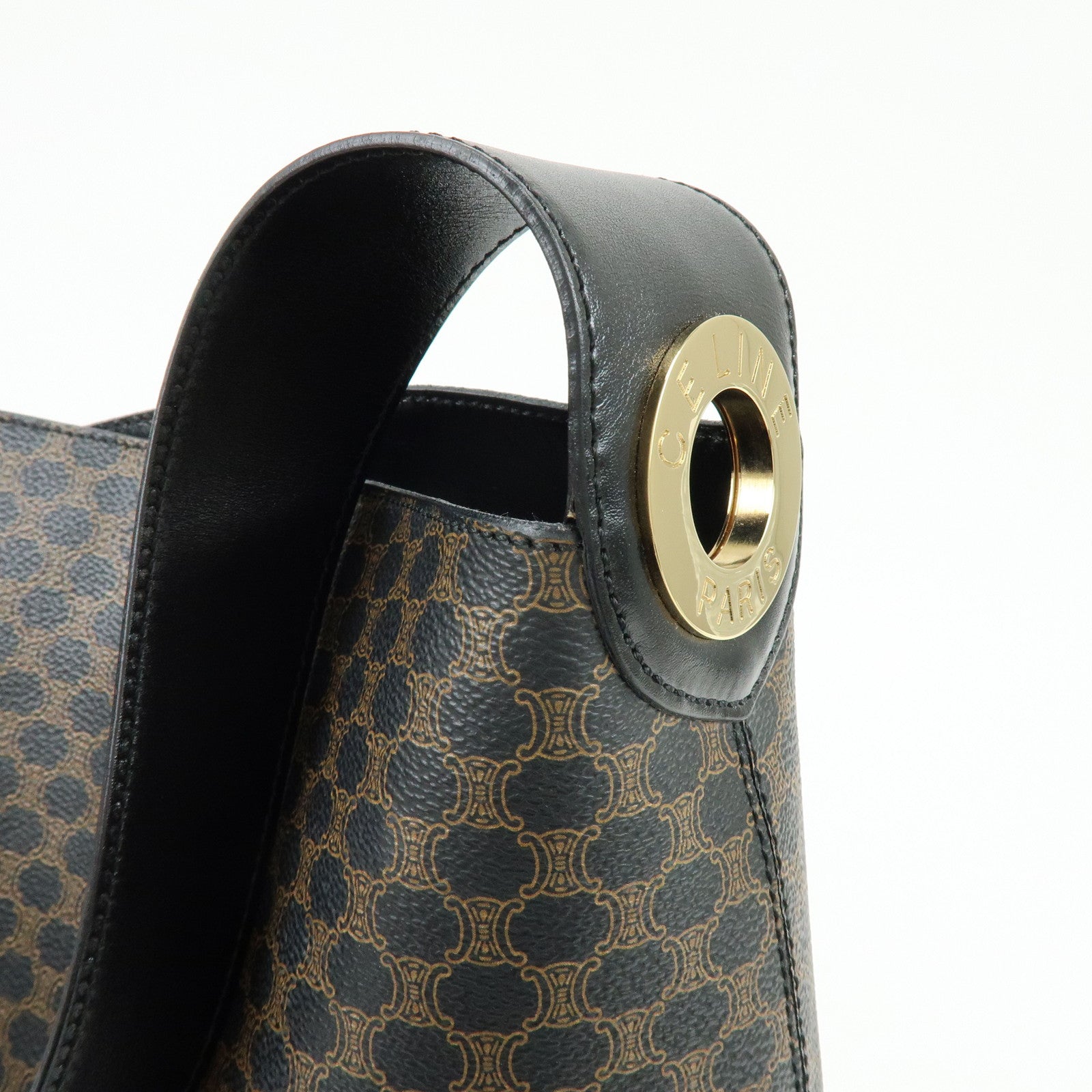 CELINE Macadam PVC Leather Shoulder Bag Brown Black