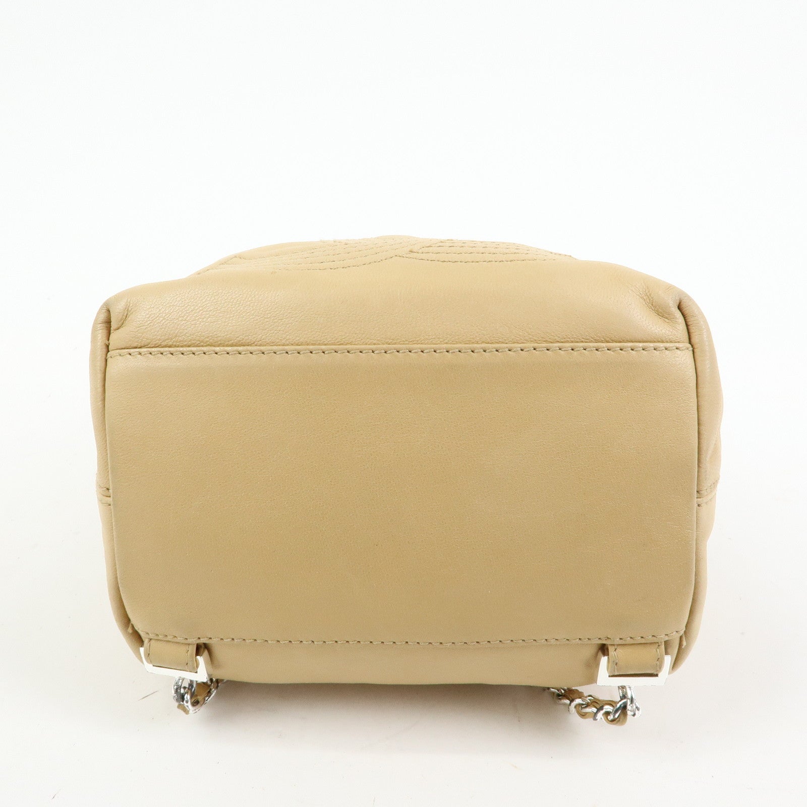 CHANEL COCO Mark Lamb Skin Backpack Shoulder Bag Beige