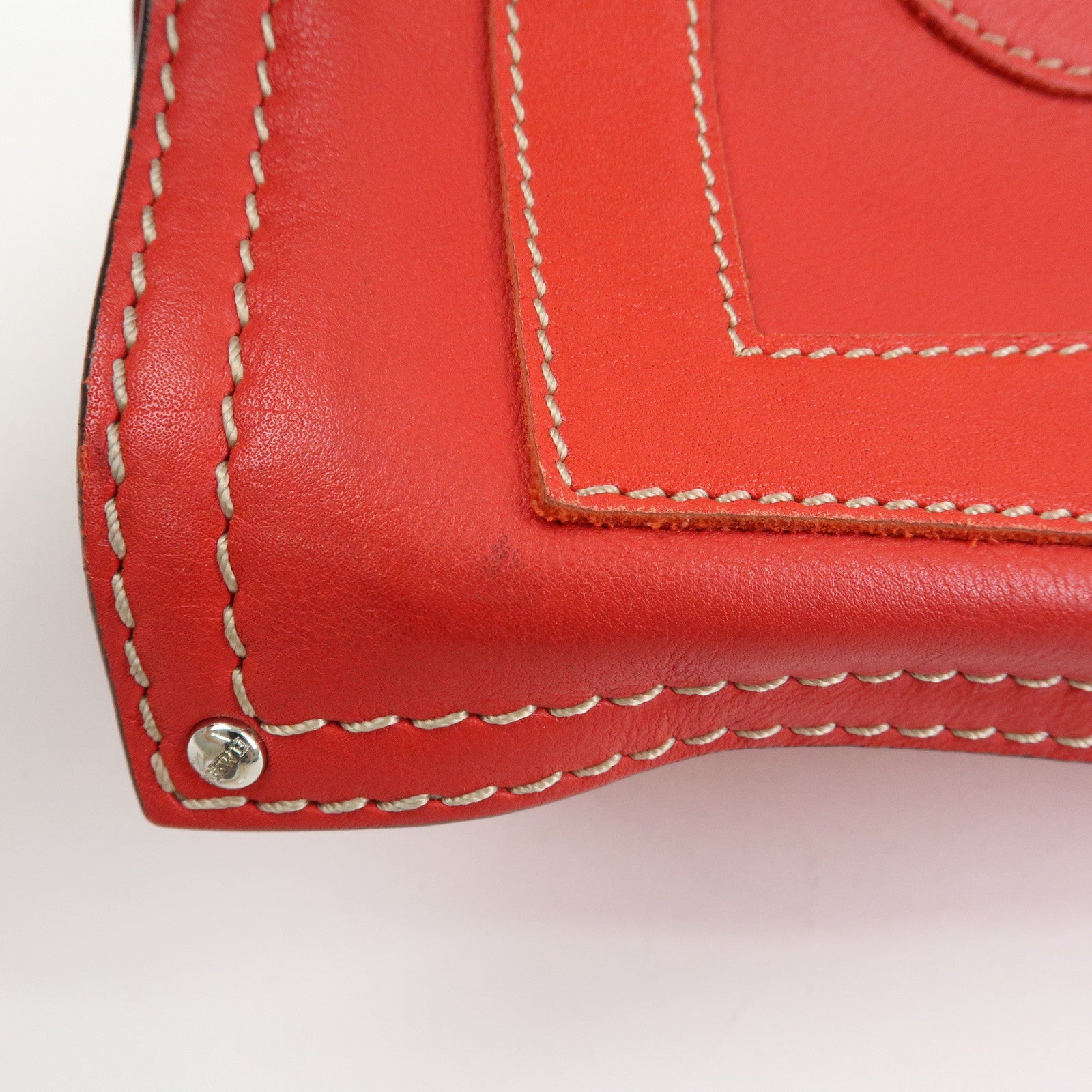 LOEWE Anagram Leather Tote Bag Hand Bag Shoulder Bag Red