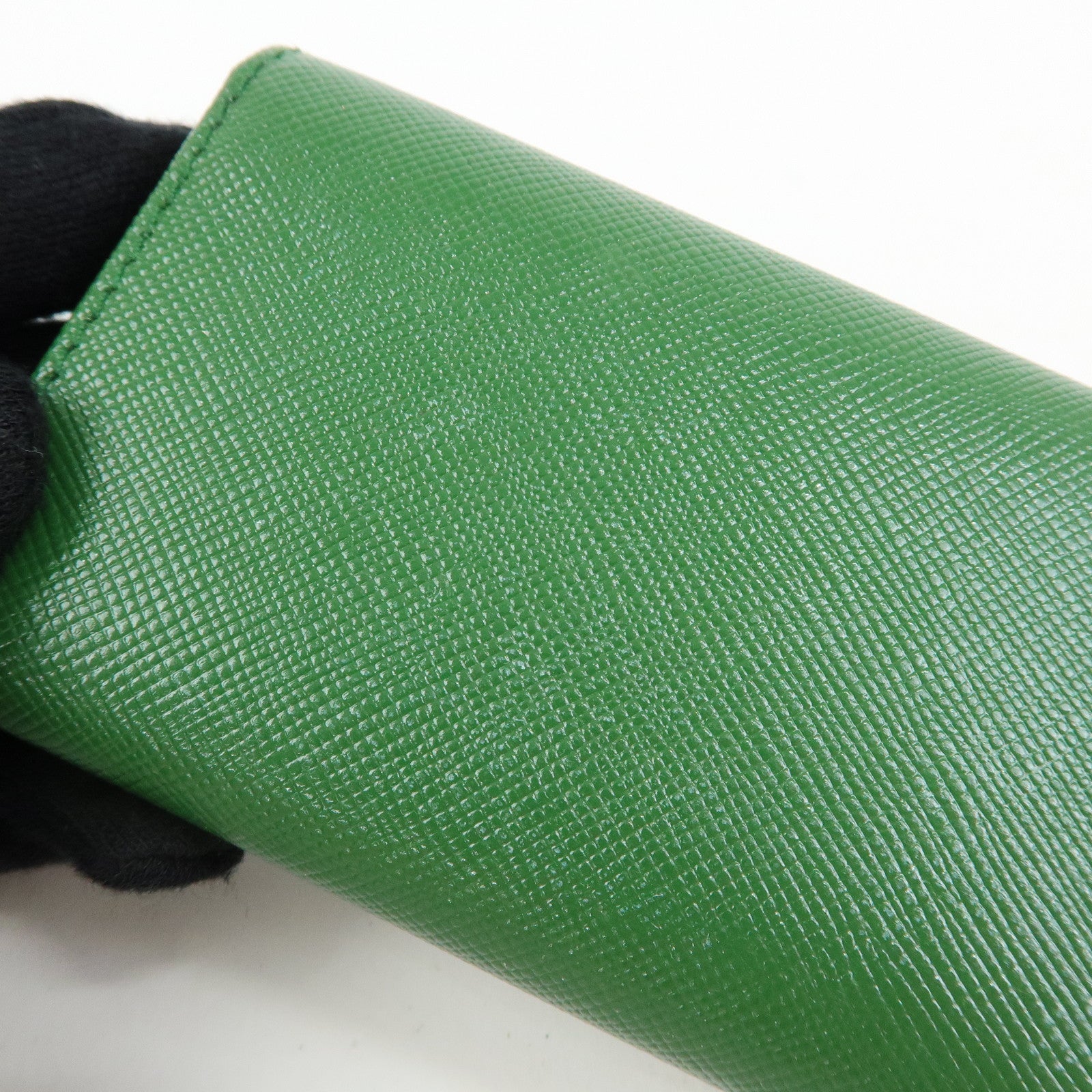 PRADA Logo Saffiano Leather 6 Rings Key Case Key Holder Green 1M0222