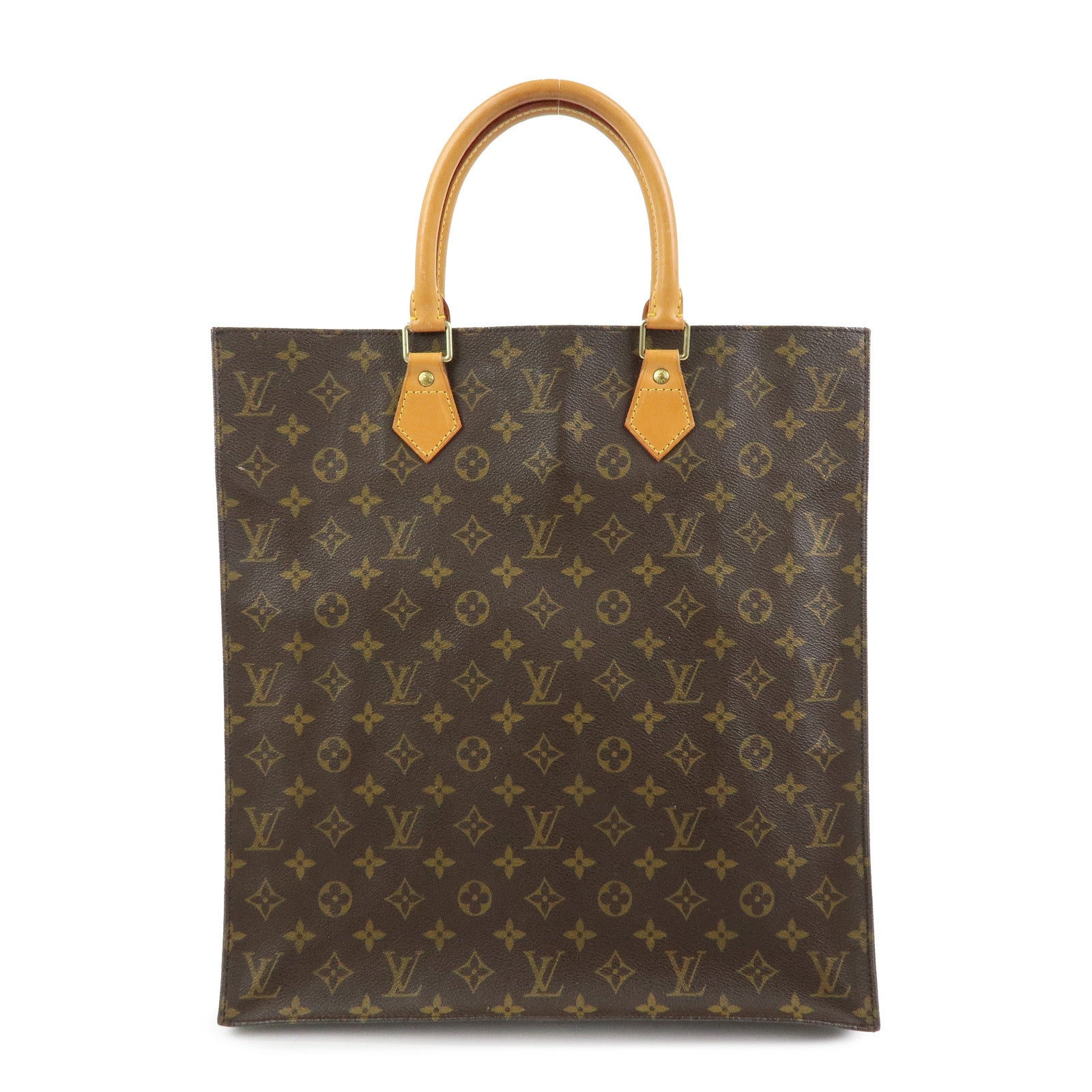 Louis Vuitton Monogram Sac Plat Tote Bag Hand Bag Brown M51140