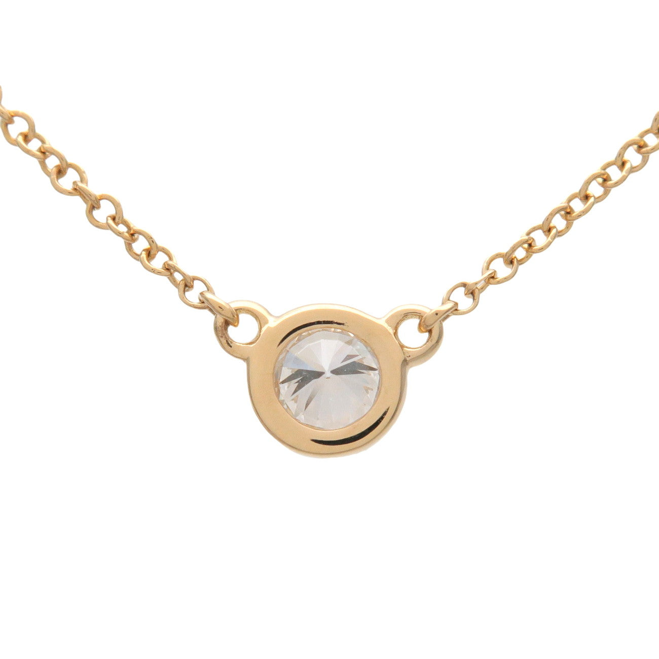 Tiffany & Co By The Yard 1P Diamond Necklace K18 750YG Yellow Gold