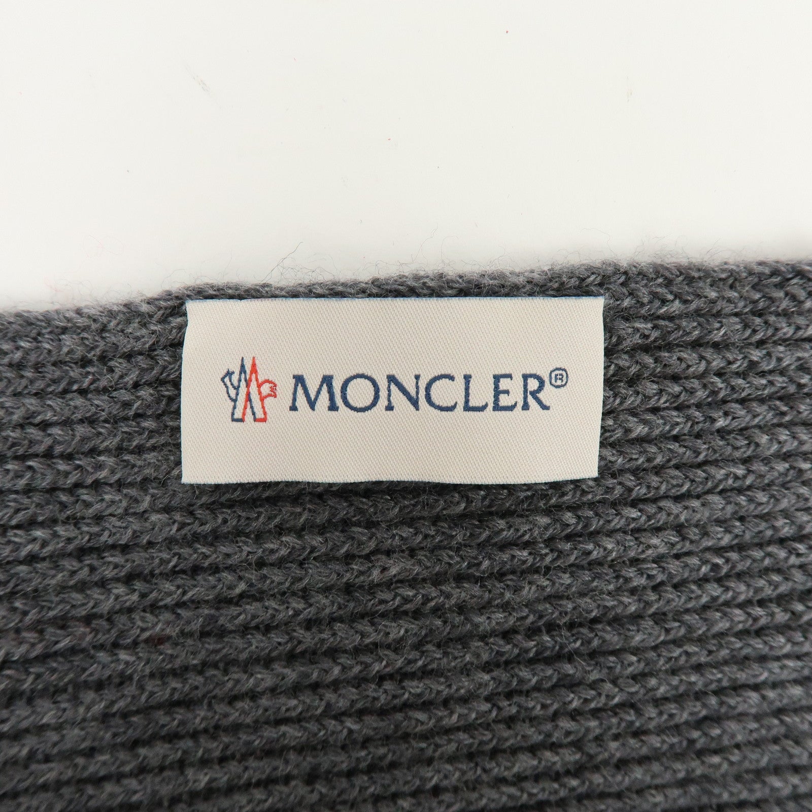 Moncler Wool 100% Scarf Stole Tri-color Gray Navy White Red