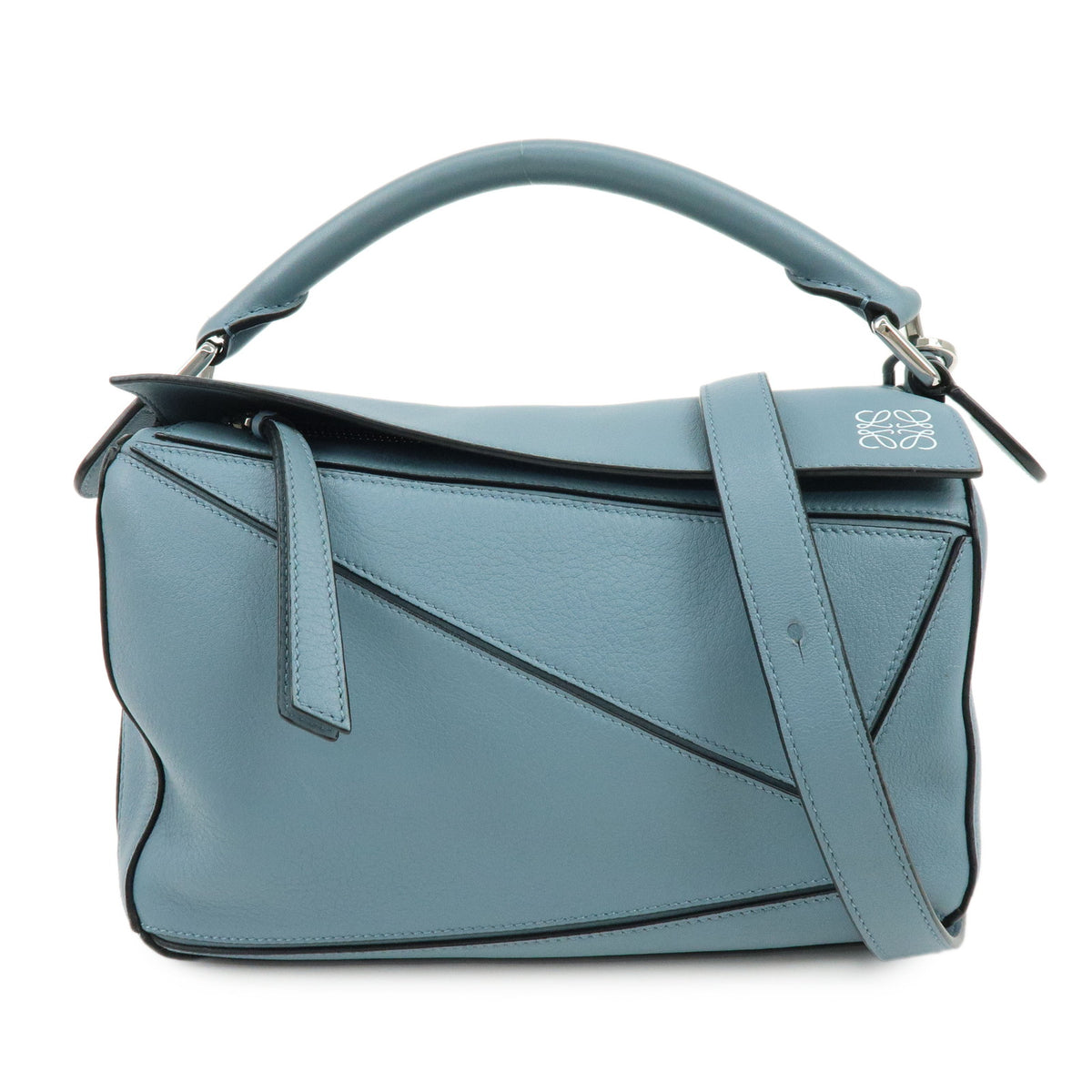 LOEWE Anagram Puzzle Bag Leather 2Way Bag Hand Shoulder Bag Light Blue