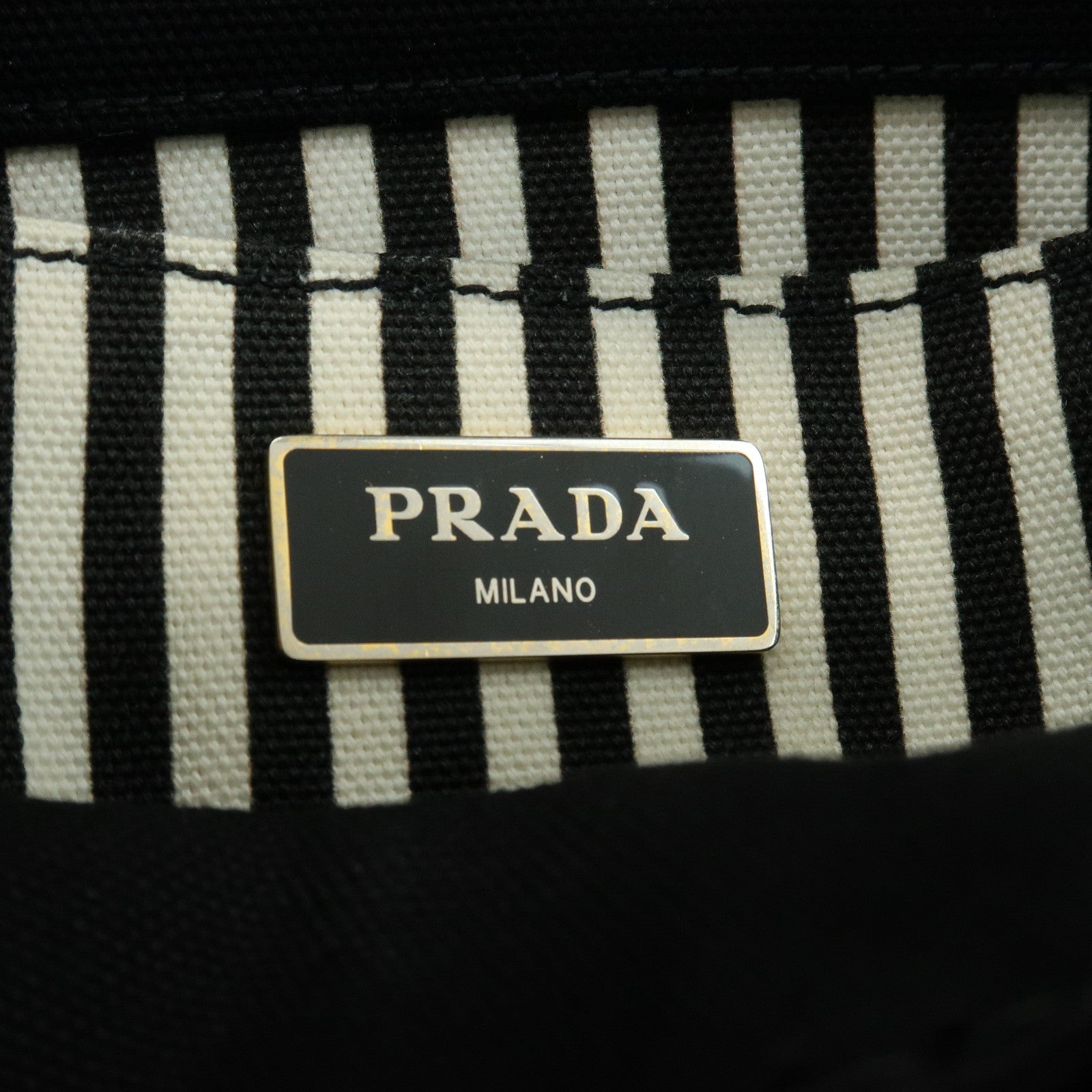 PRADA Canapa Mini Canvas 2Way Bag Hand Bag Black 1BG439