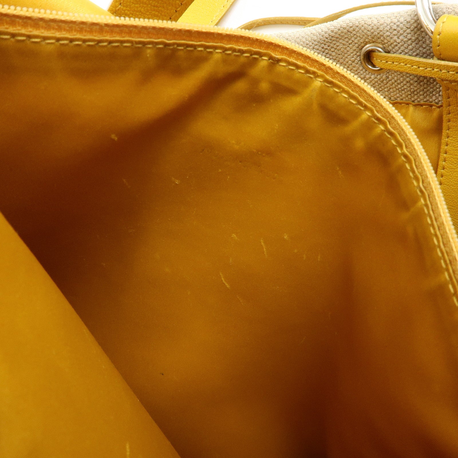 SAINT LAURENT PARIS Kahara Canvas Leather Tote Bag Hand Bag Natural