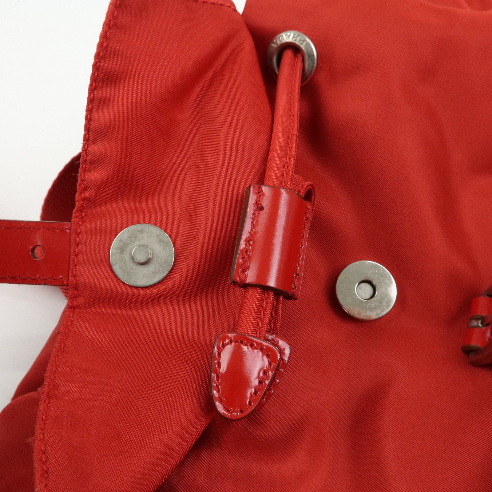 PRADA Triangle Logo Nylon Leather Backpack Rucksuck Red