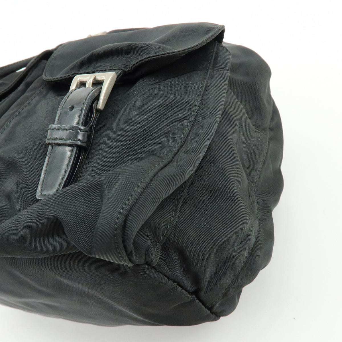 PRADA Triangle Logo Nylon Leather Backpack Rucksack Black
