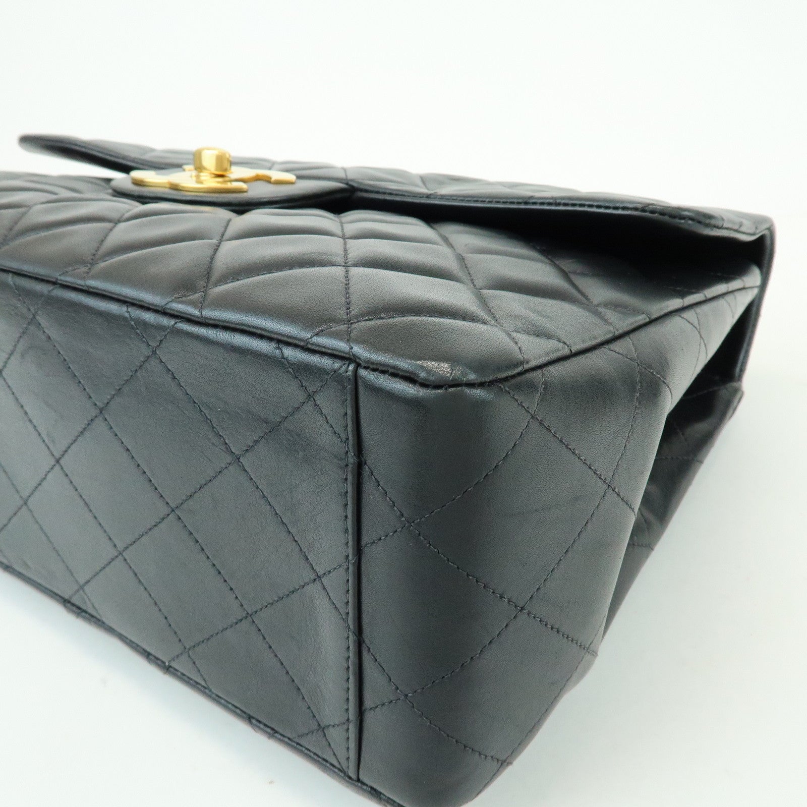 CHANEL Jumbo Matelasse 34 Lamb Skin Chain Shoulder Bag Black A01094