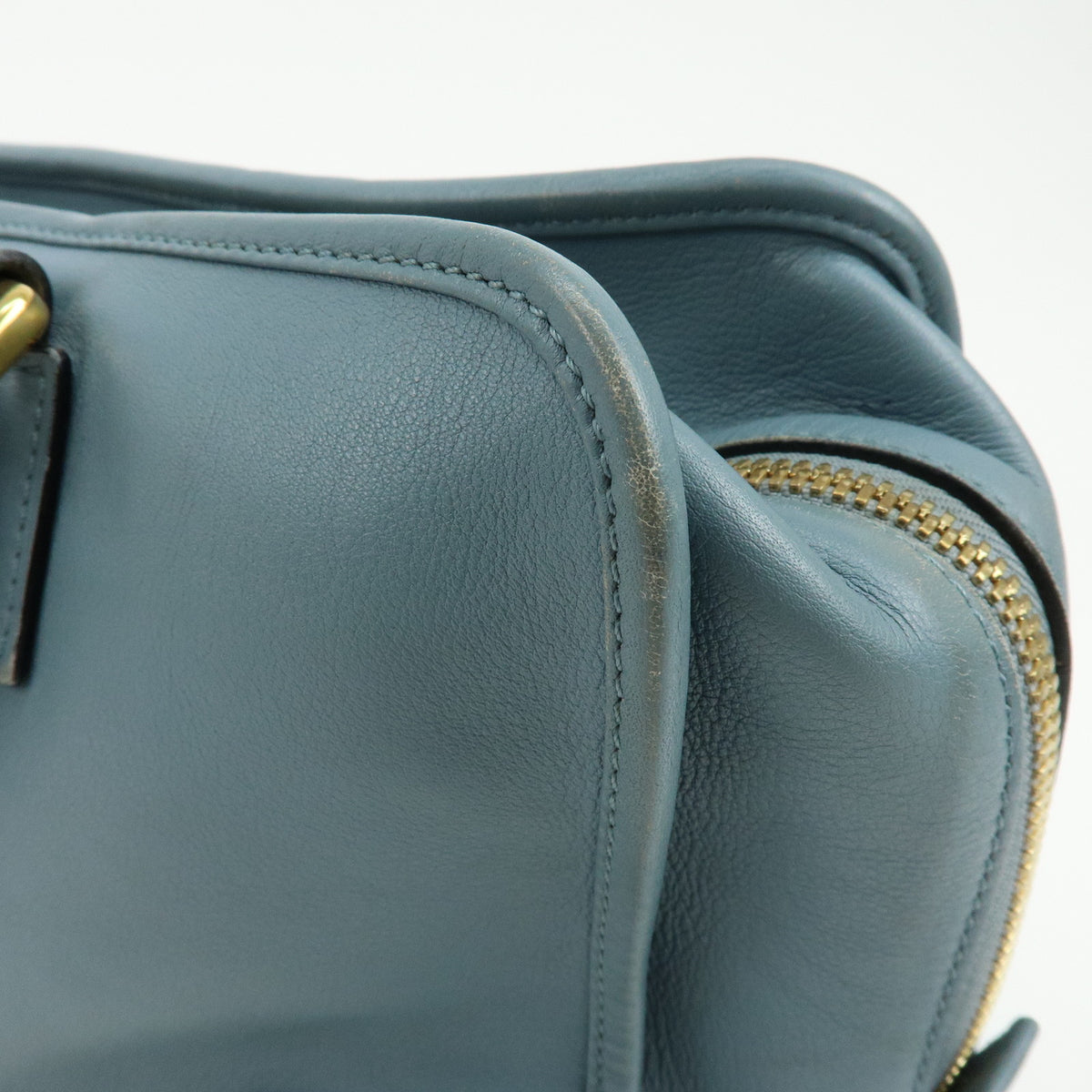 LOEWE Anagram Amazona 36 Leather 2Way Hand Bag Boston Bag Blue