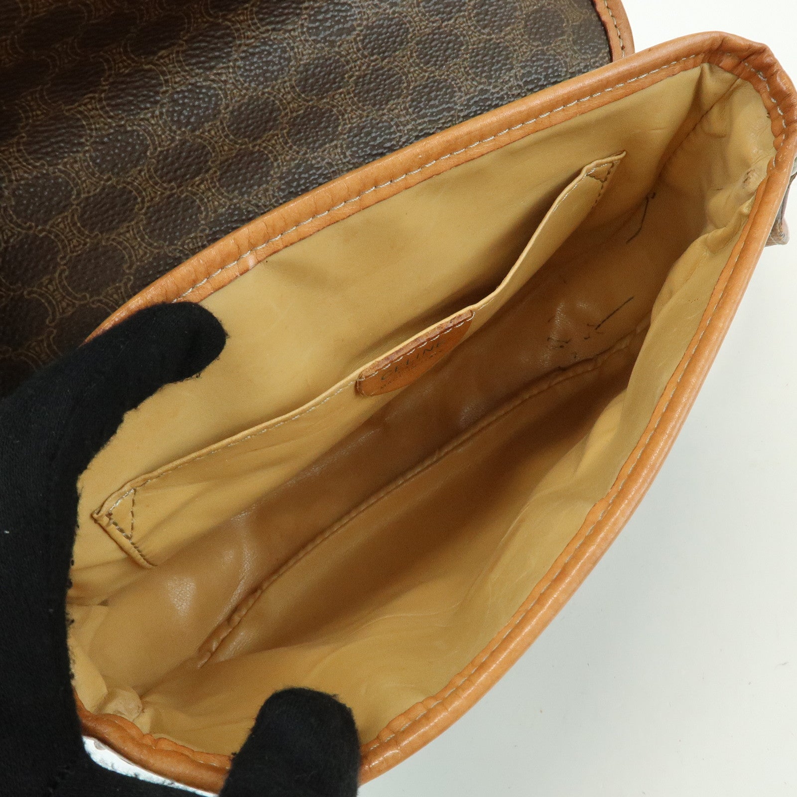 CELINE Macadam PVC Leather Shoulder Bag Crossbody Bag Brown
