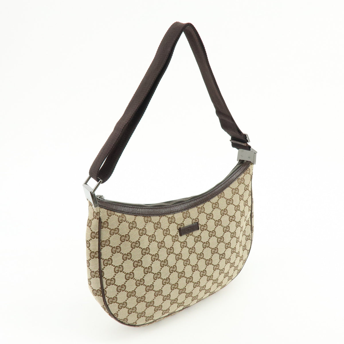 GUCCI GG Canvas Leather Shoulder Bag Hand Bag Brown Beige