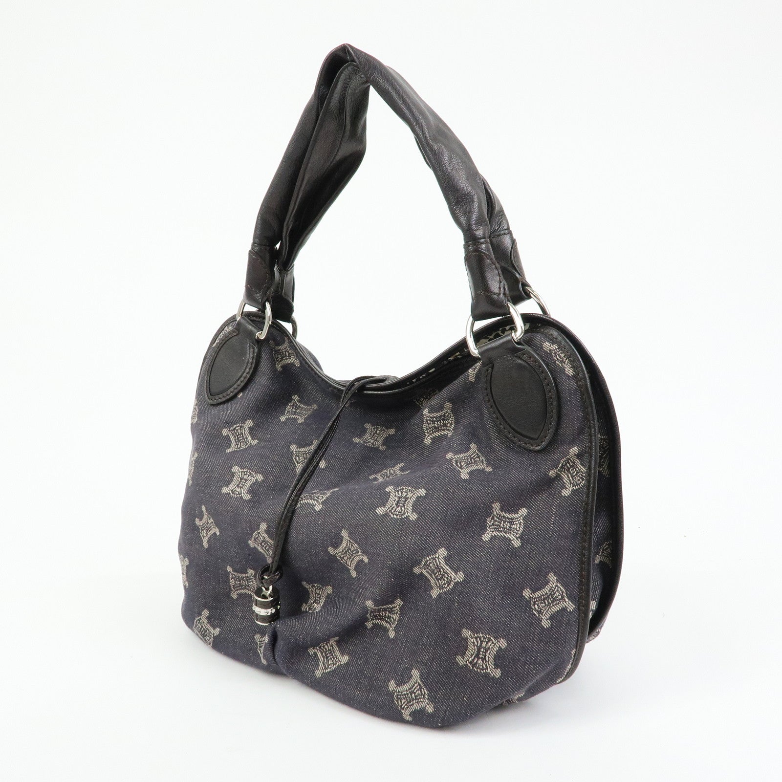 CELINE Macadam Bittersweet Denim Leather Shoulder Bag Indigo Blue Black