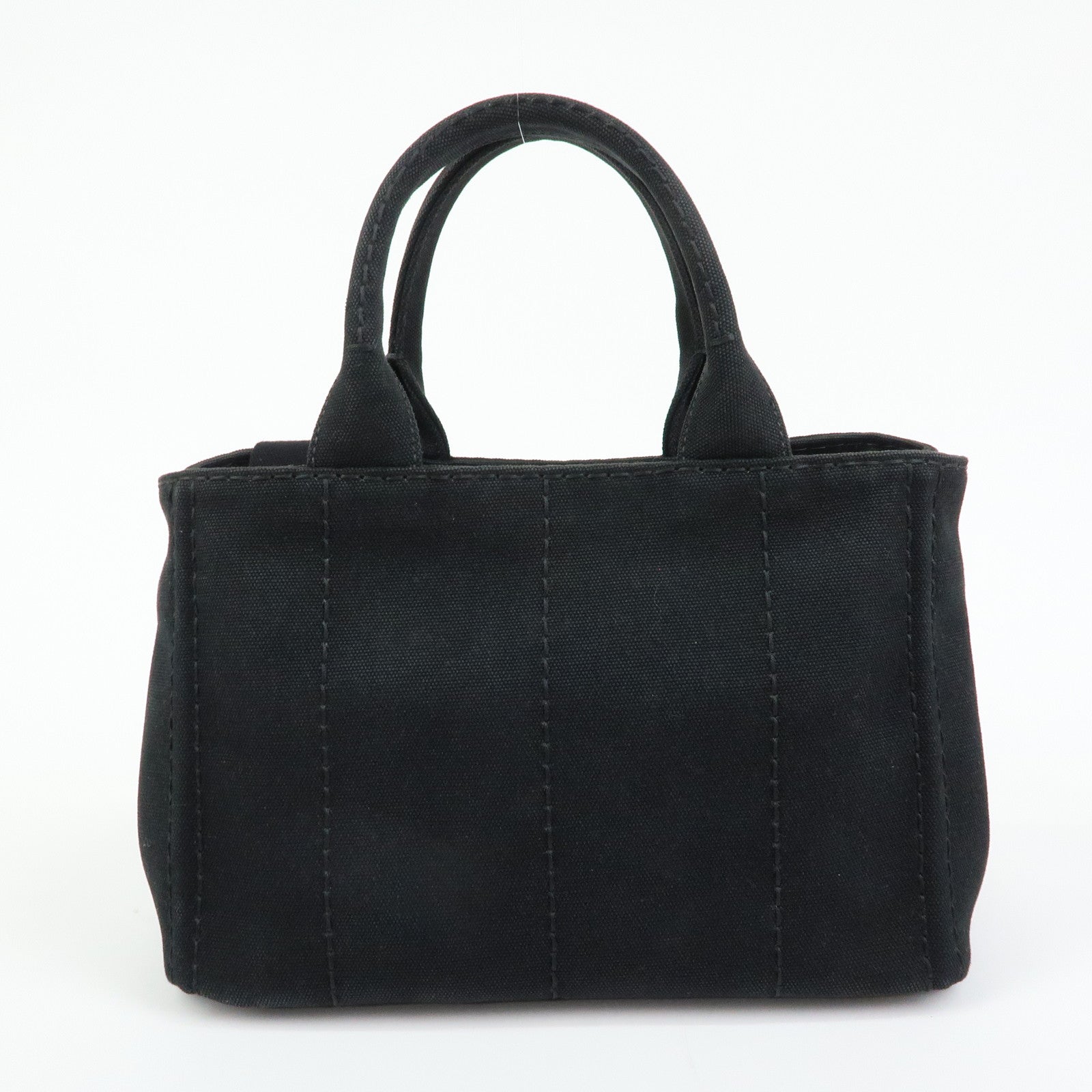 PRADA Canapa Triangle Logo Mini Canvas 2Way Hand Bag Black 1BG439