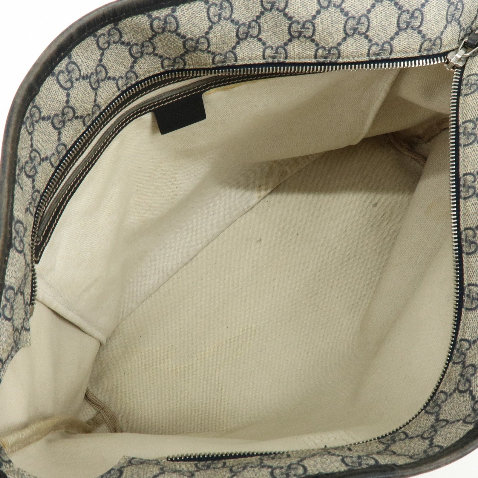 GUCCI GG Supreme Leather Tote Bag Shoulder Bag Beige Blue 211137