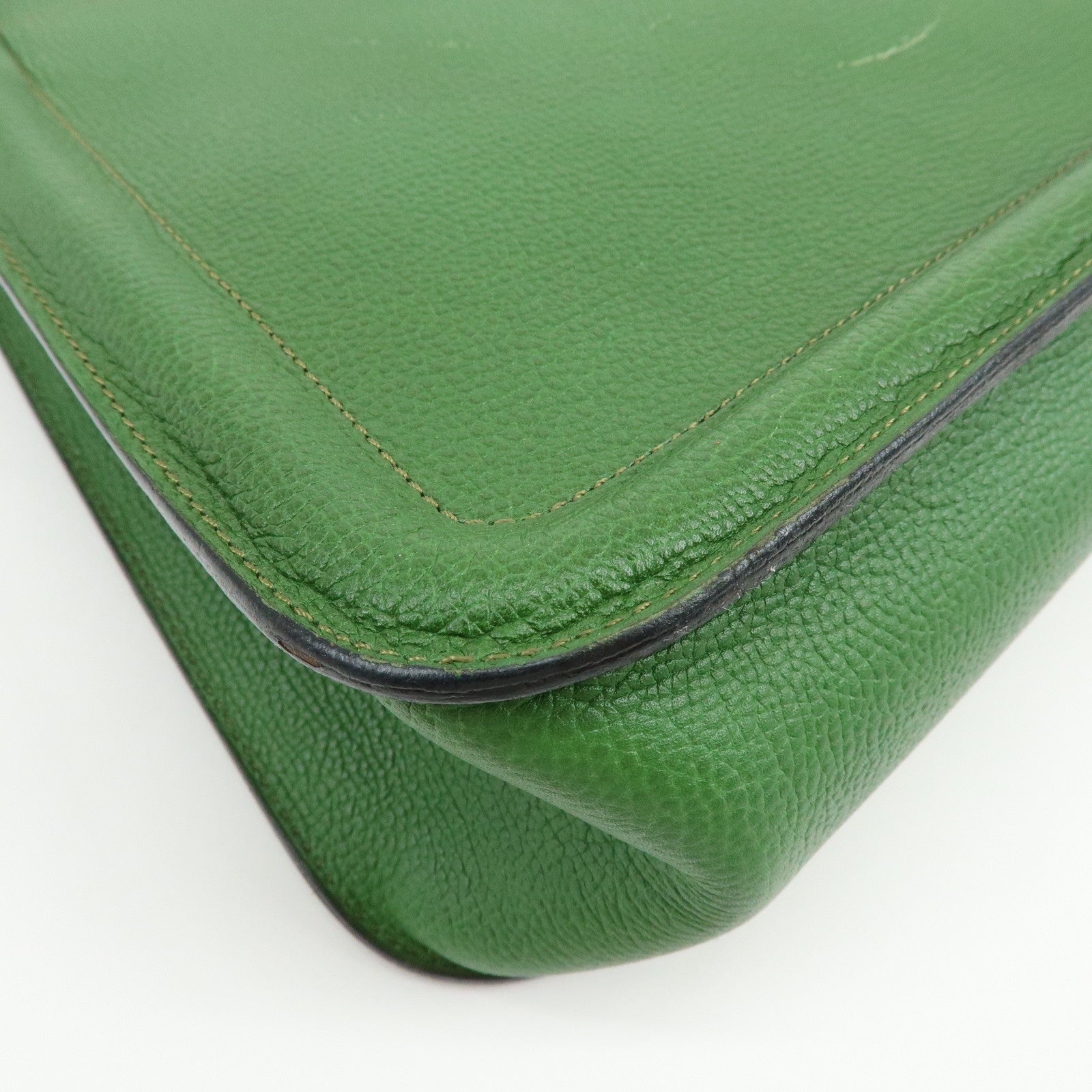 DELVAUX Louise Leather Shoulder Bag Hand Bag Green