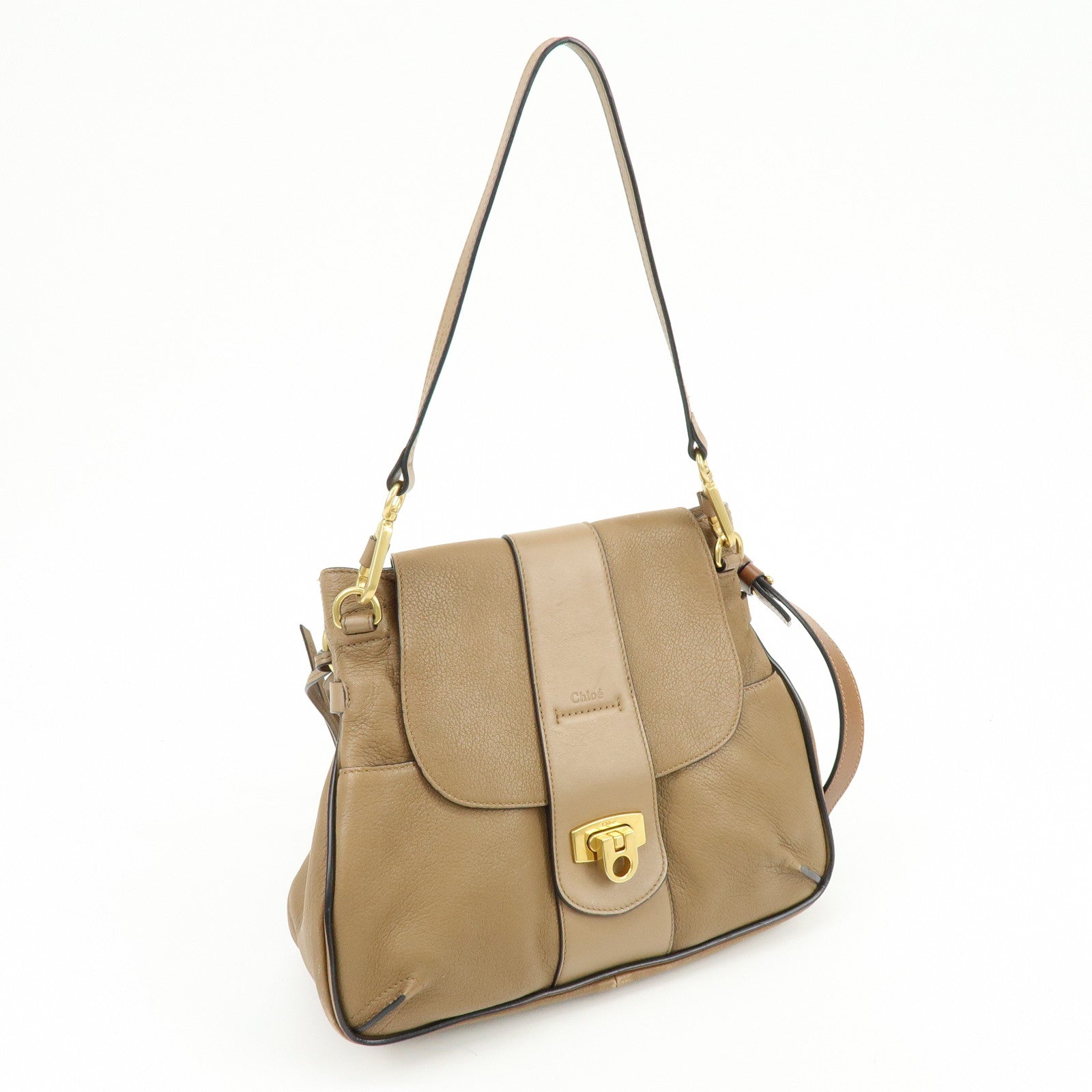 Chloe Lexa Leather 2Way Bag Shoulder Bag Hand Bag Brown