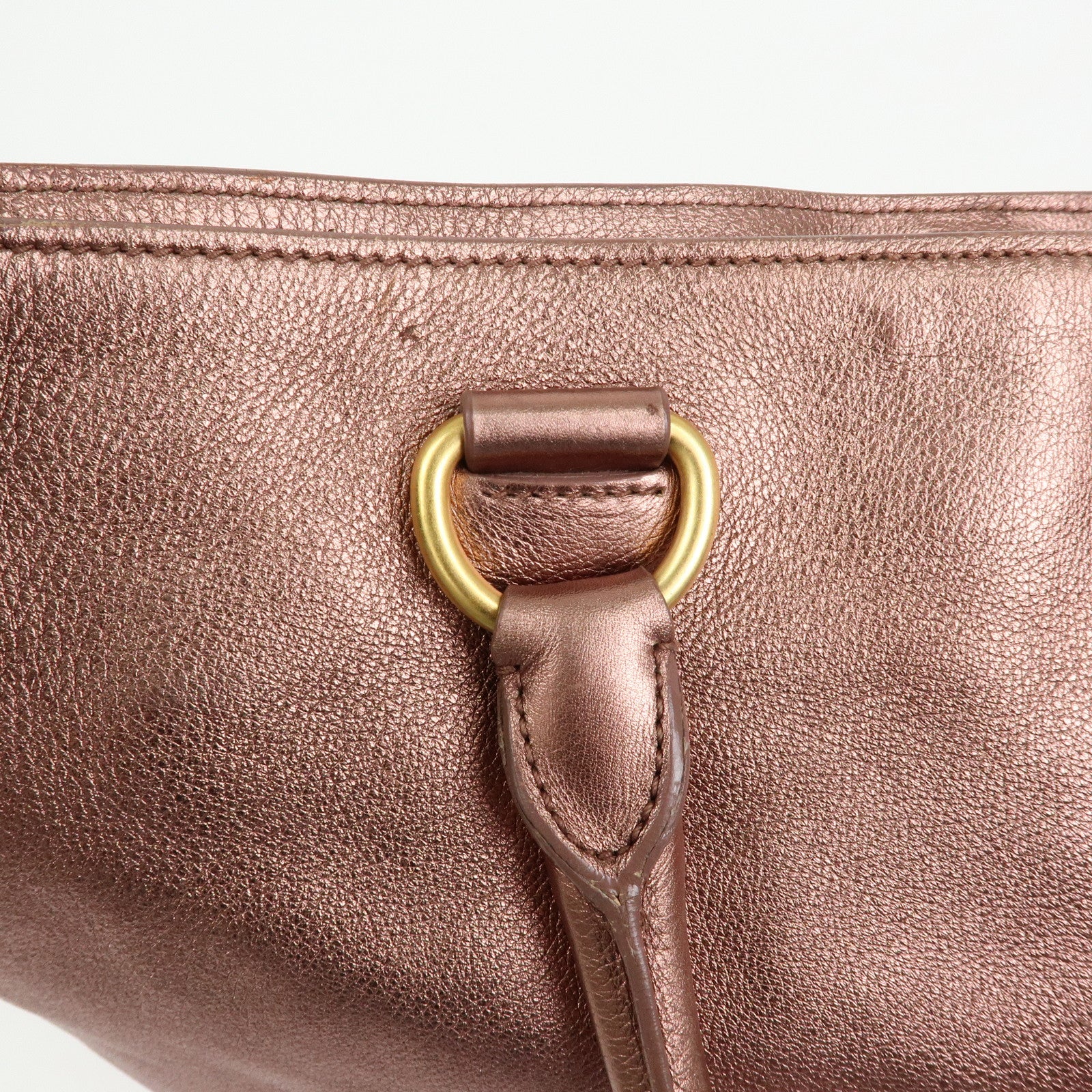 PRADA Vitello Daino Leather 2Way Tote Shoulder Bag Metallic Pink BN1713