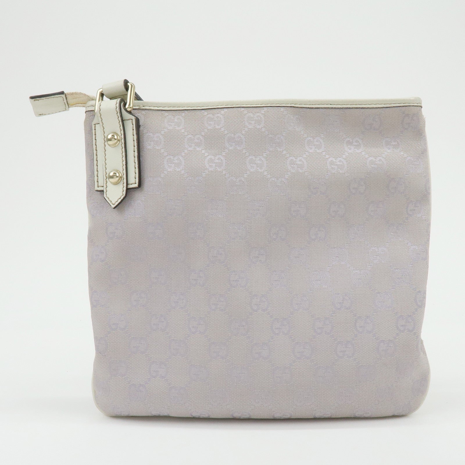 GUCCI GG Canvas Leather Shoulder Bag Light Purple White 257246