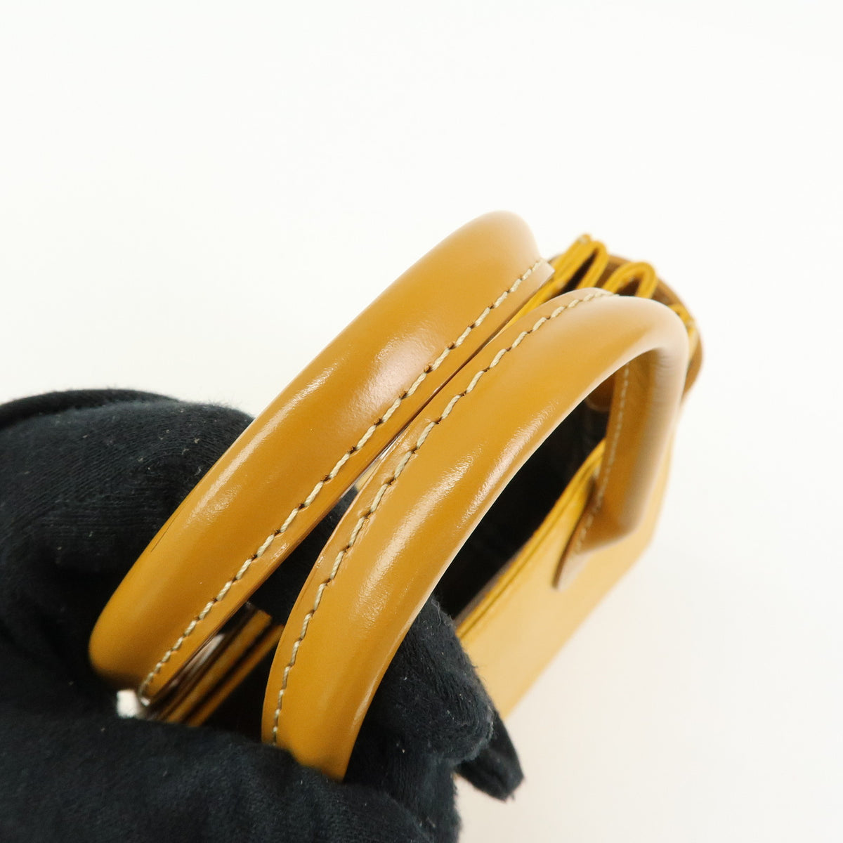BURBERRY Leather Mini Hand Bag Tote Bag Yellow