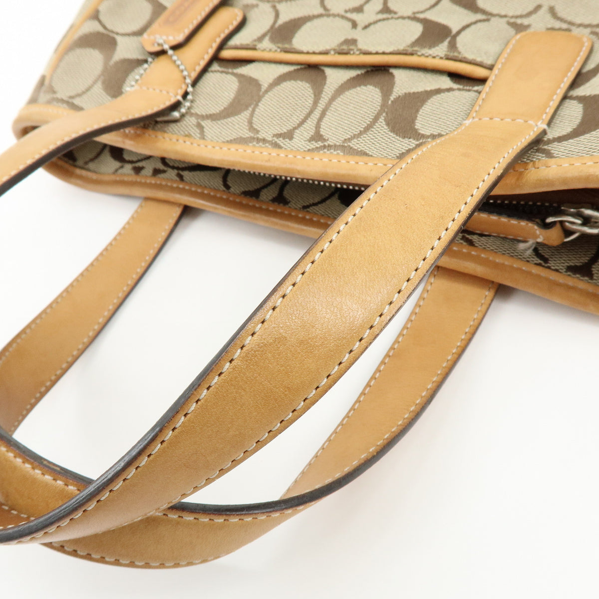 COACH Lot of 2 Signature Canvas Leather Shoulder Bag Beige Ivory