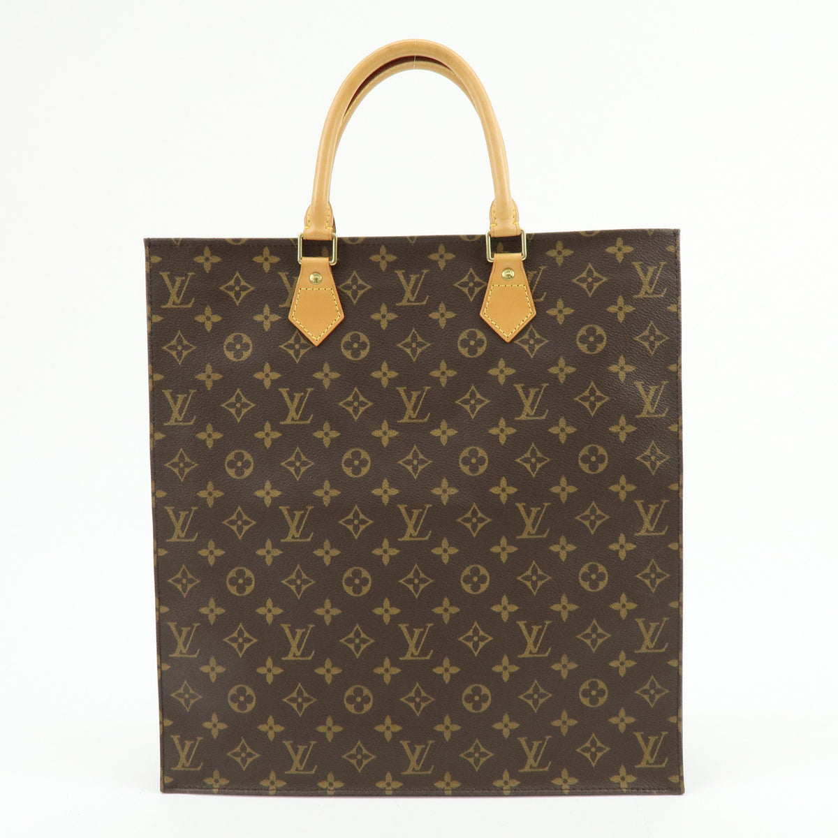 Louis Vuitton Monogram Sac Plat Tote Bag Hand Bag Brown M51140