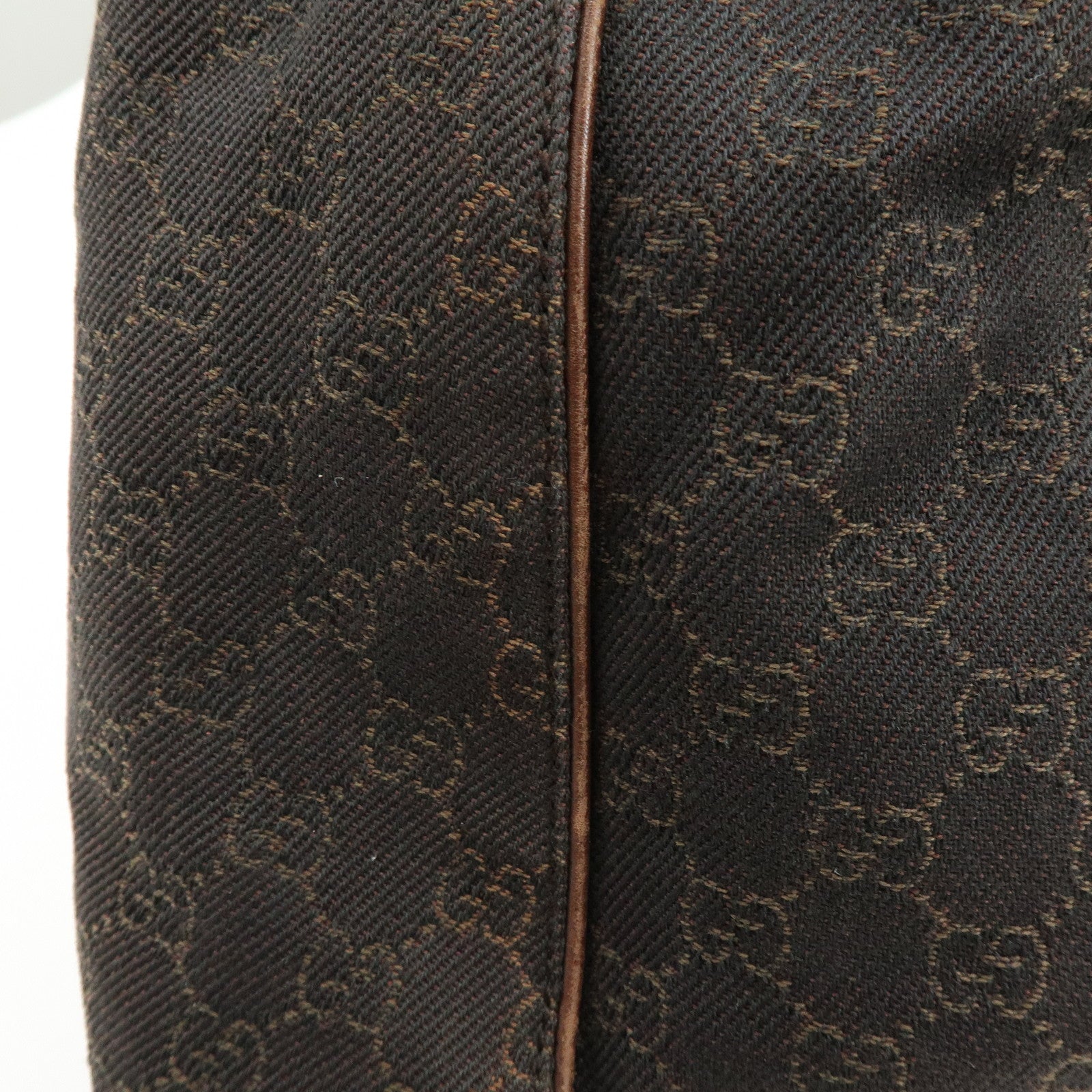 GUCCI GG Canvas Leather Shoulder Bag Hand Bag Dark Brown 101292