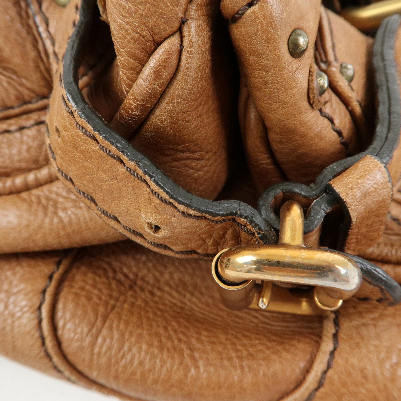 Chloe Paddington Medium Leather Hand Bag Shoulder Bag Brown