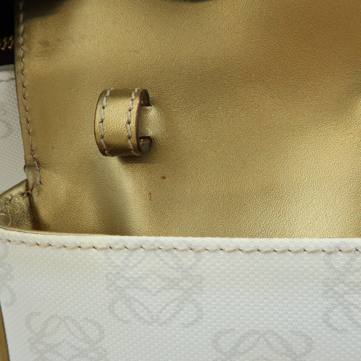 LOEWE Repeat Anagram PVC Leather Shoulder Bag White Gold
