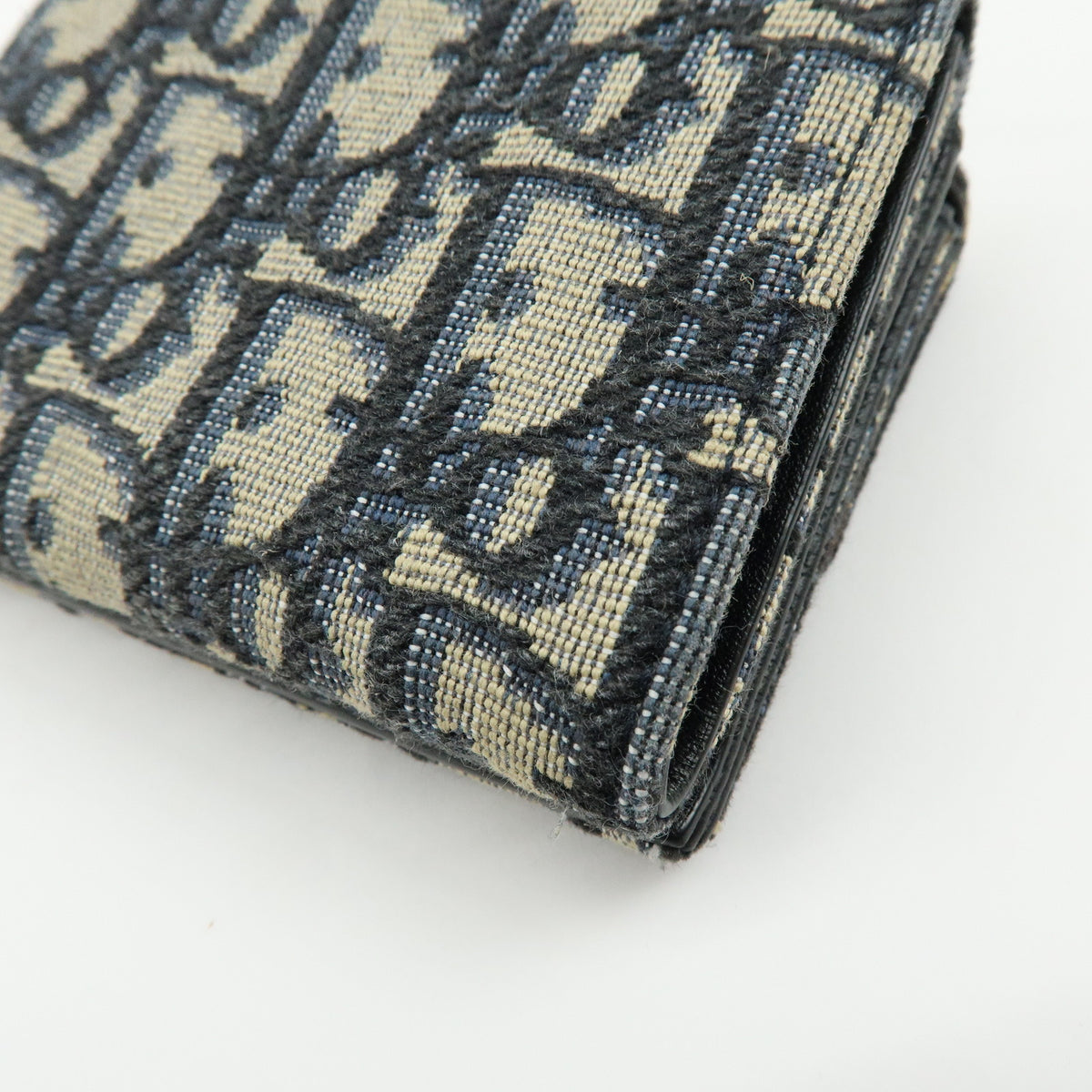 Christian Dior Oblique Jacquard Canvas Leather Tri-fold Compact Wallet