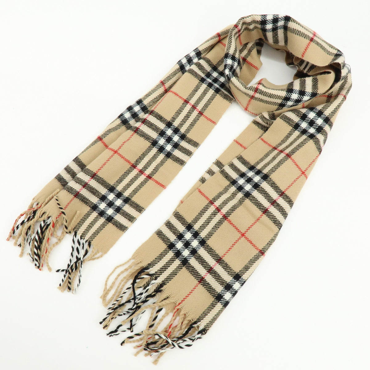 BURBERRY Nova Plaid Wool 100% Scarf Shawl Beige
