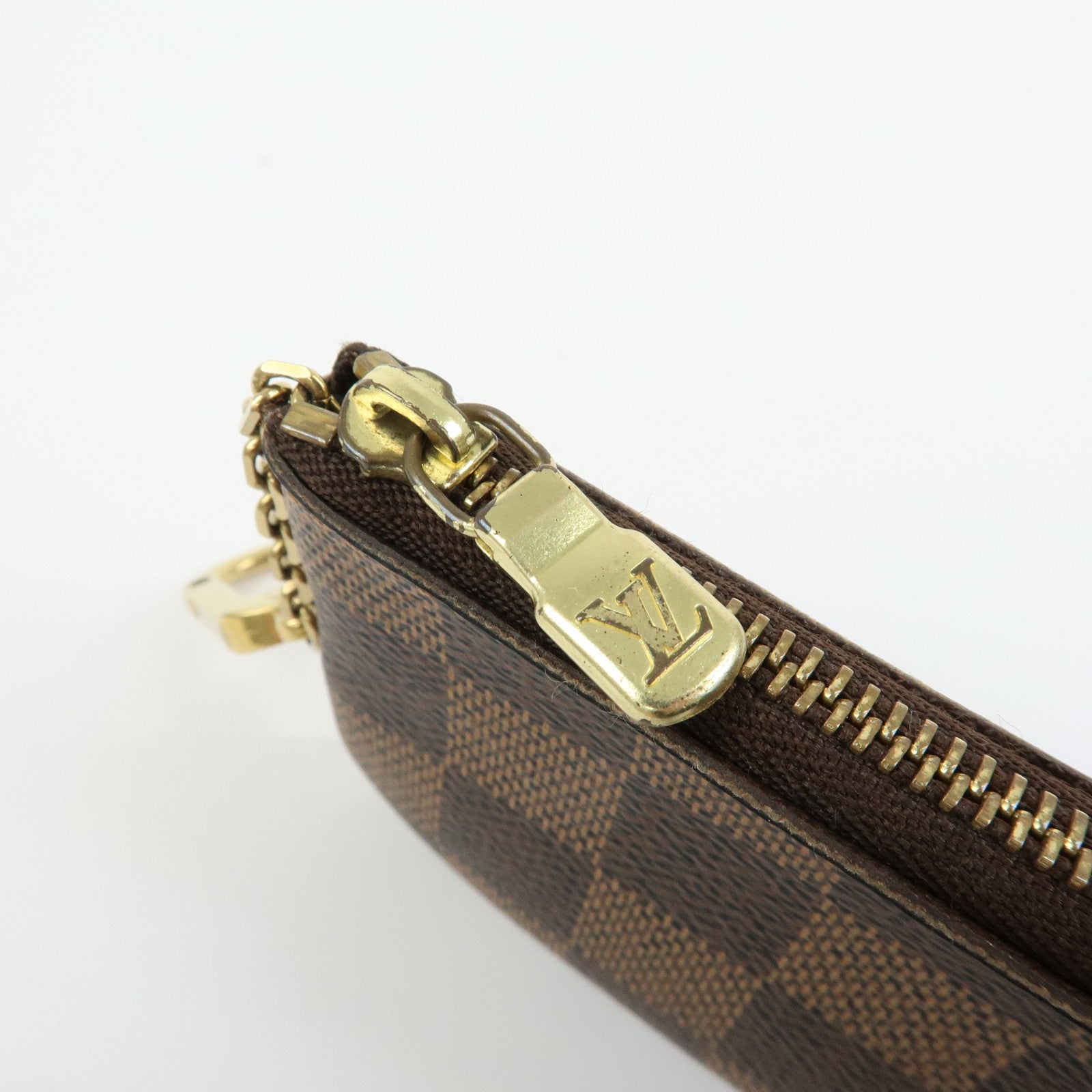 Louis Vuitton Damier Canvas Pochette Cles Coin Case Brown Ebene N62658