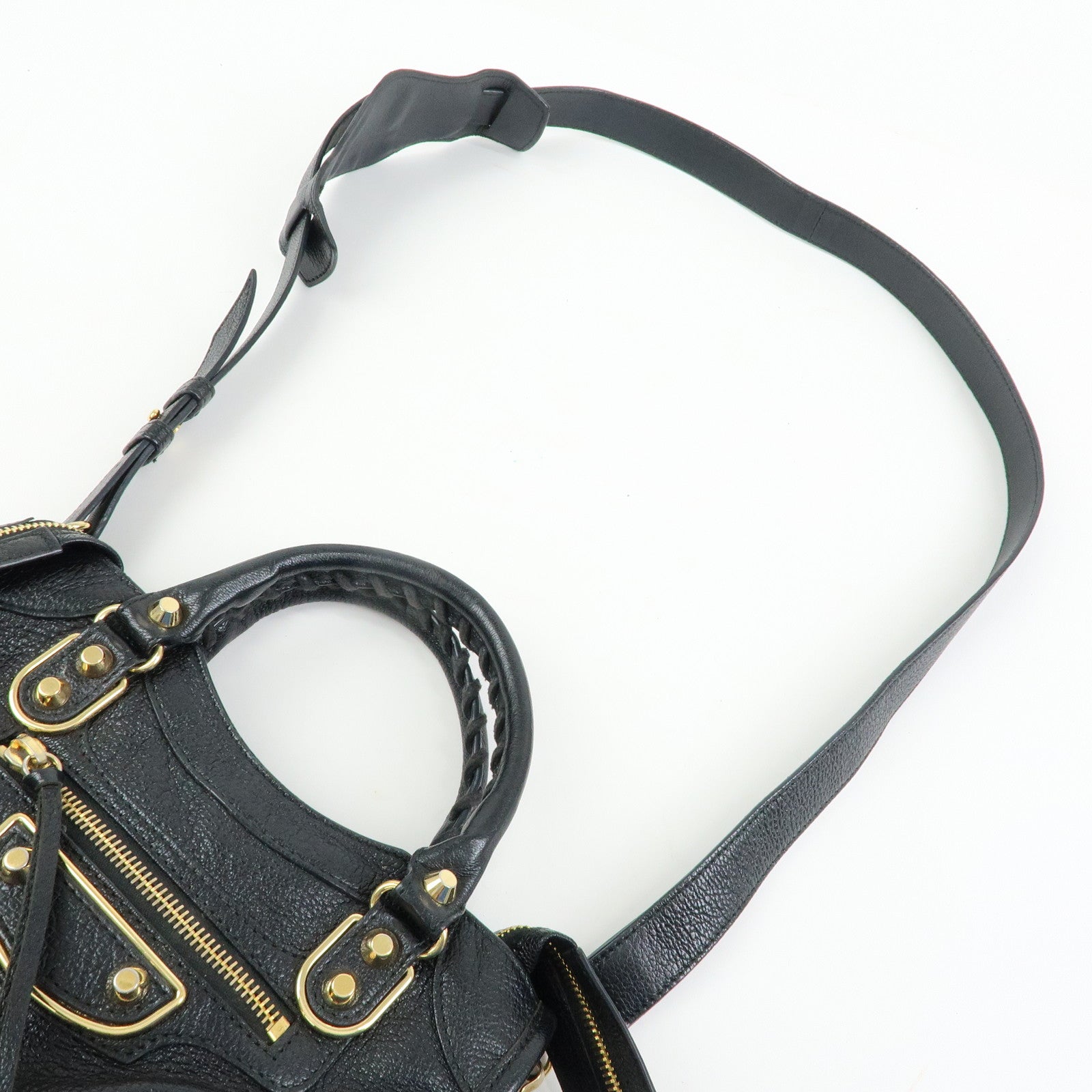 BALENCIAGA Classic Mini City Leather 2Way Bag Hand Bag Black 390160