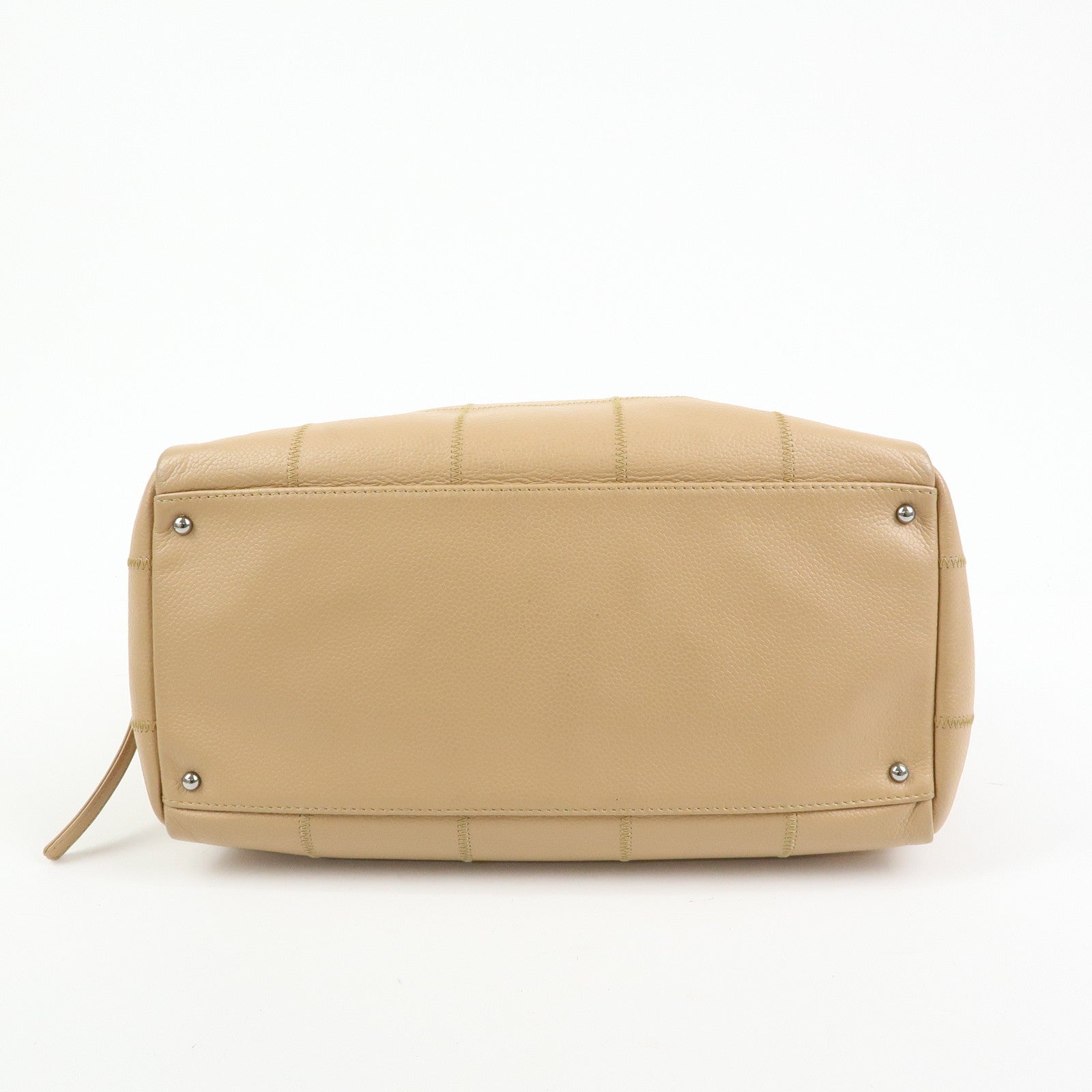 CHANEL Chocolate Bar Caviarskin Shoulder Bag Hand Bag Beige A26135
