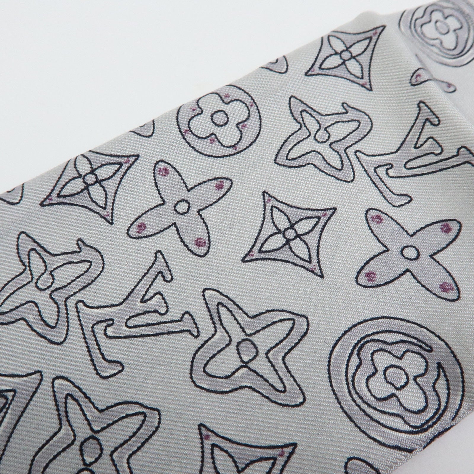 Louis Vuitton Silk 100% Monogram Map Bandeau Scarf Gray Pink Gradation