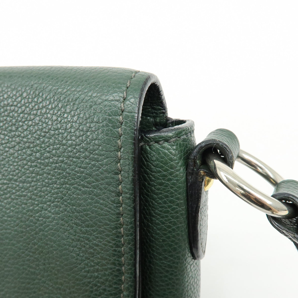 MIU MIU Madras Leather Shoulder Bag Dark Green RT0638
