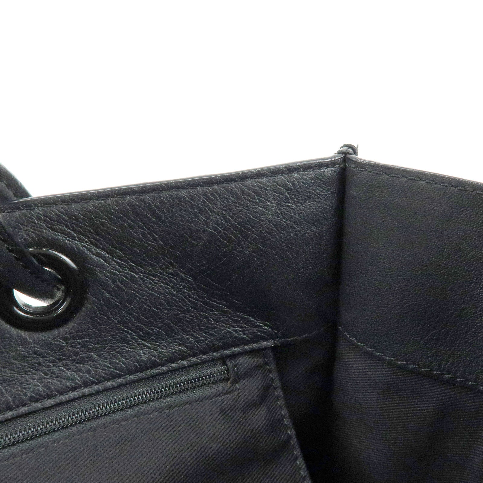 LOEWE Crown Logo Shopper Tote Leather Shoulder Bag Tote Bag Black
