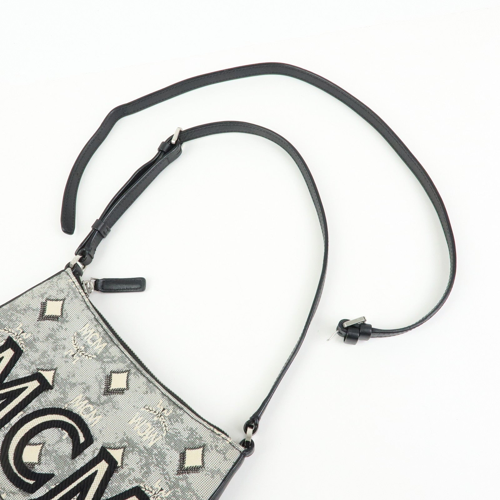 MCM Visetos Jacquard Canvas Leather 2Way Bag Shoulder Bag Grey Black