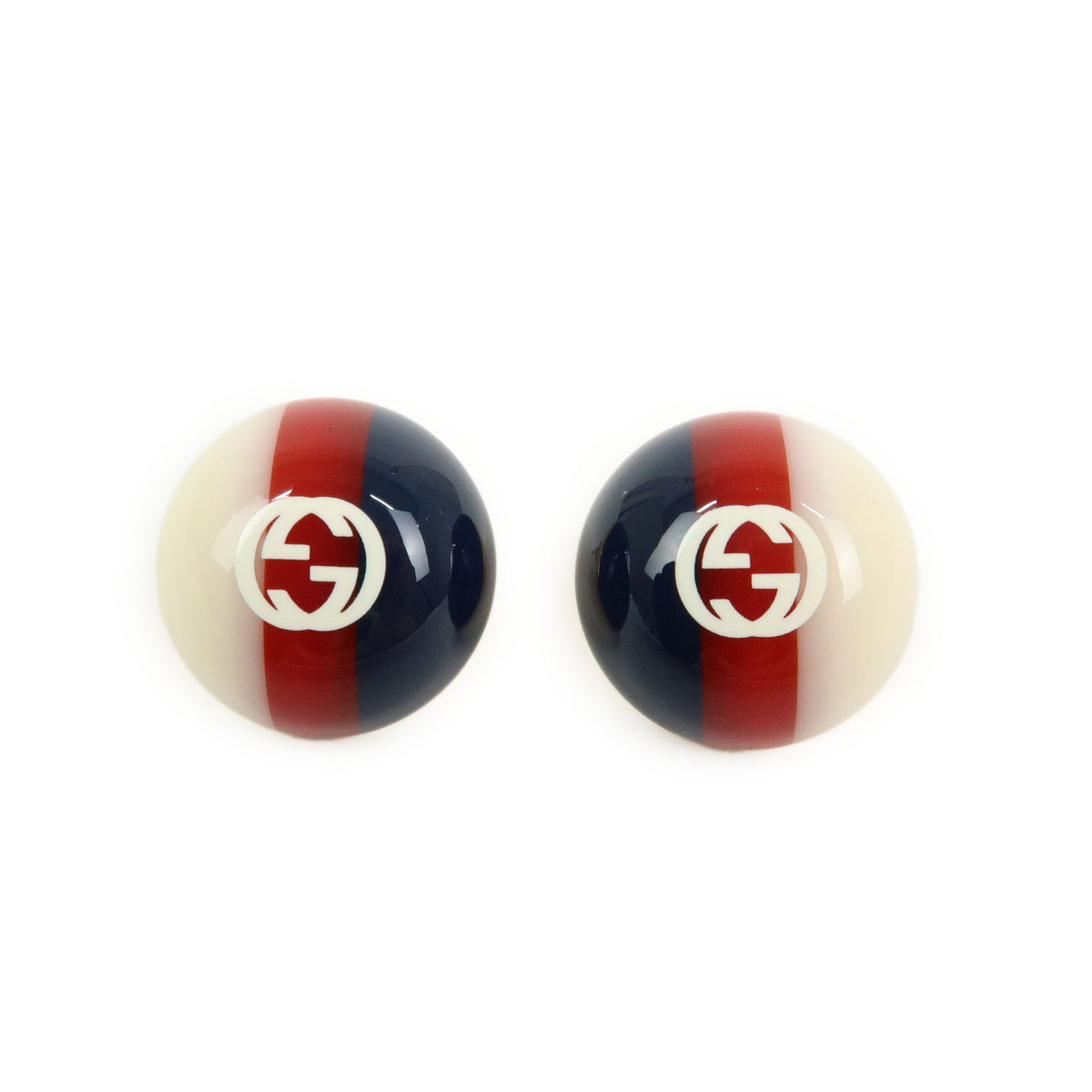 GUCCI Interlocking G Plastic Metal Earrings Blue Red White Gold