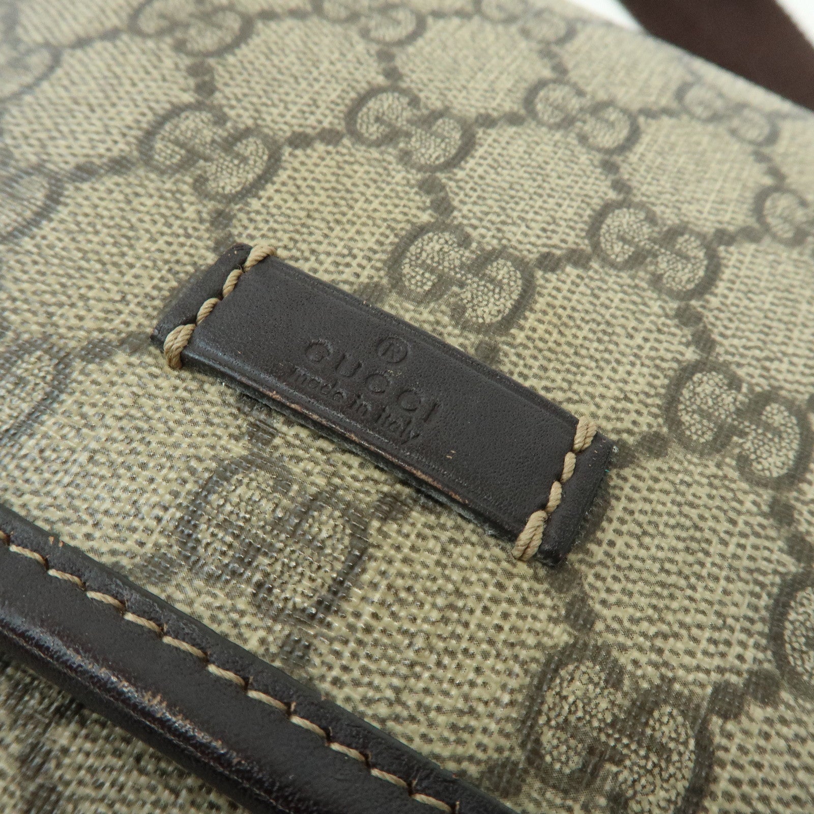 GUCCI GG Supreme Leather Shoulder Crossbody Bag Beige Brown 223666