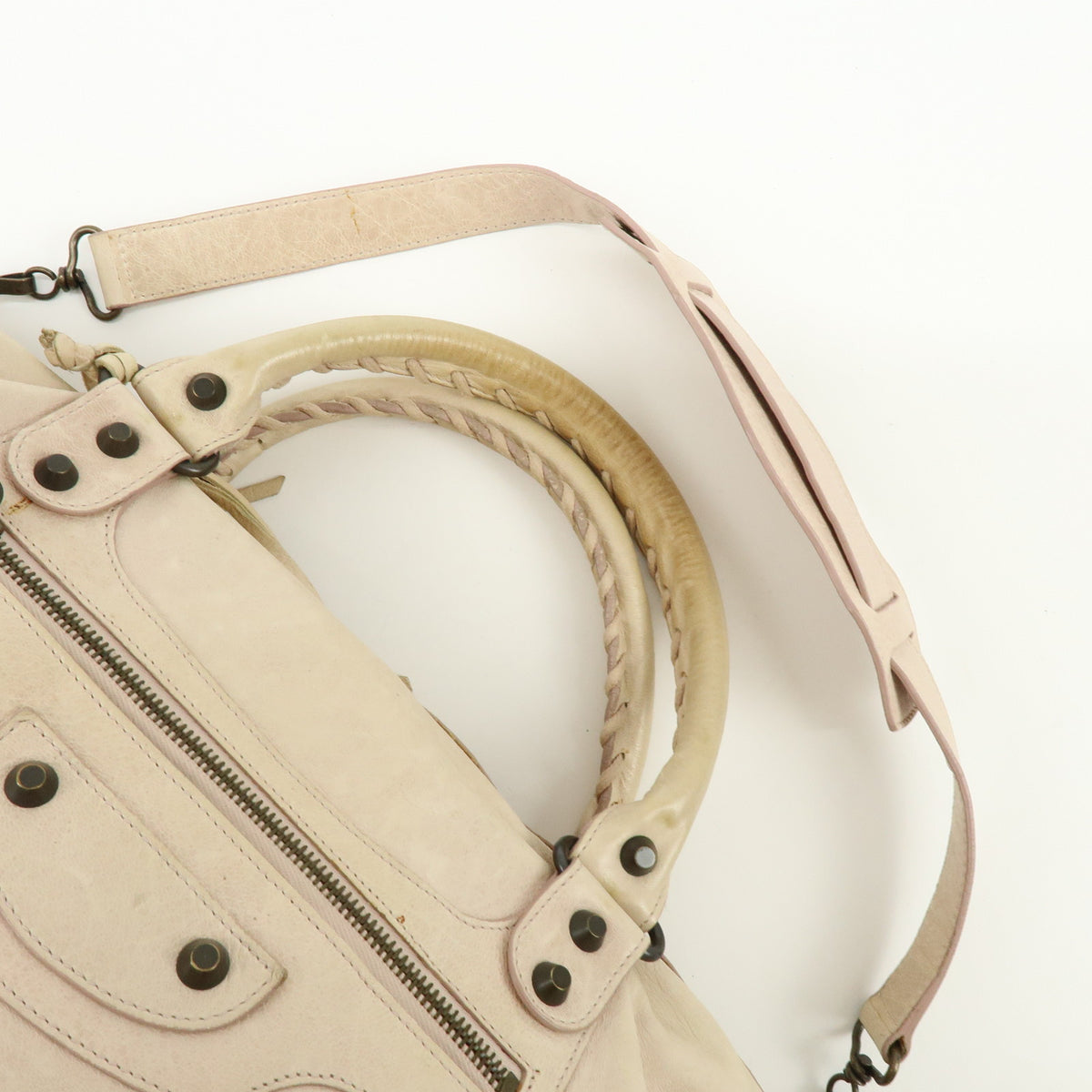 BALENCIAGA The Twiggy Leather 2Way Hand Bag White Light Purple 128523