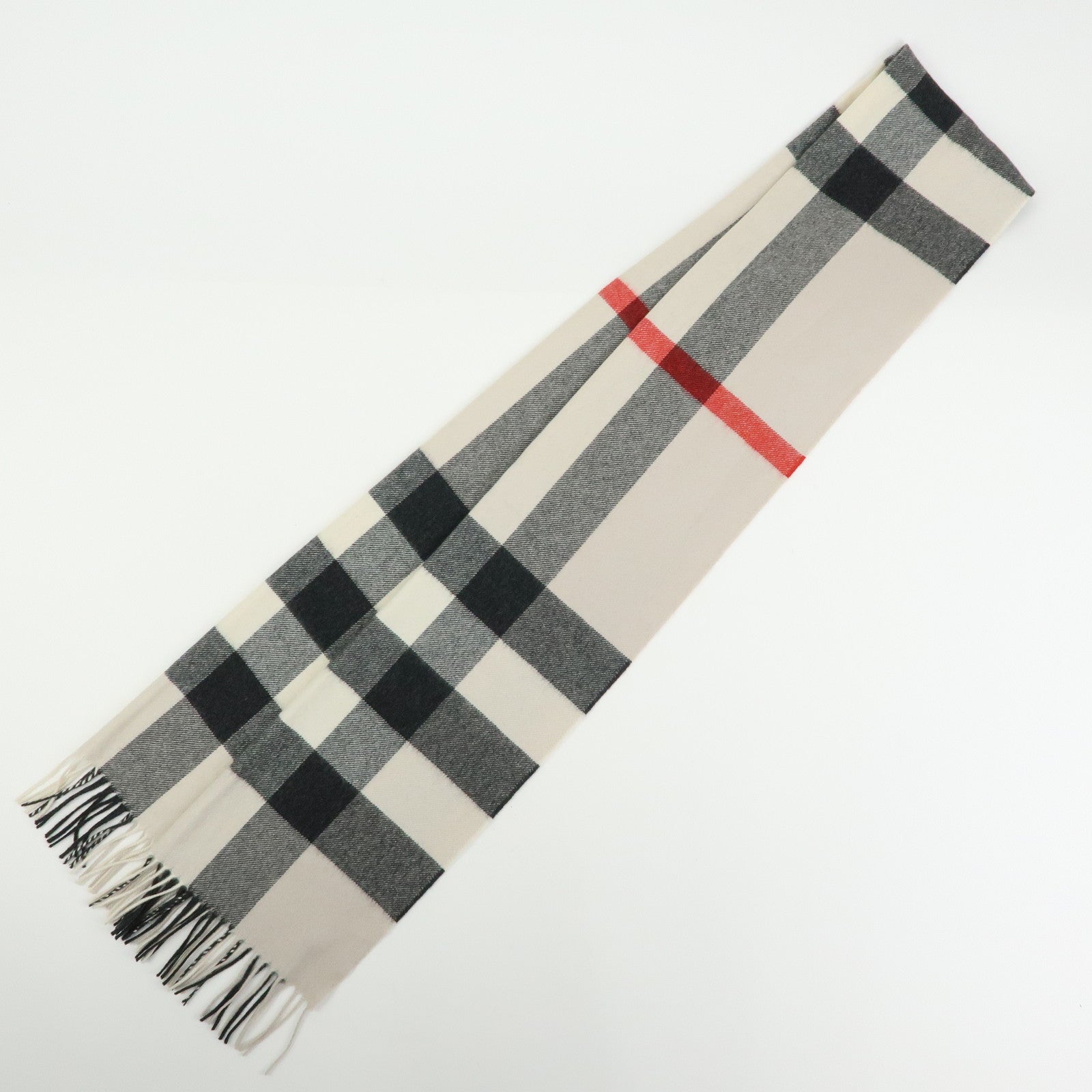 BURBERRY Lot of 2 Cashmere 100% Scarf Shawl Nova Plaid Grey Off White