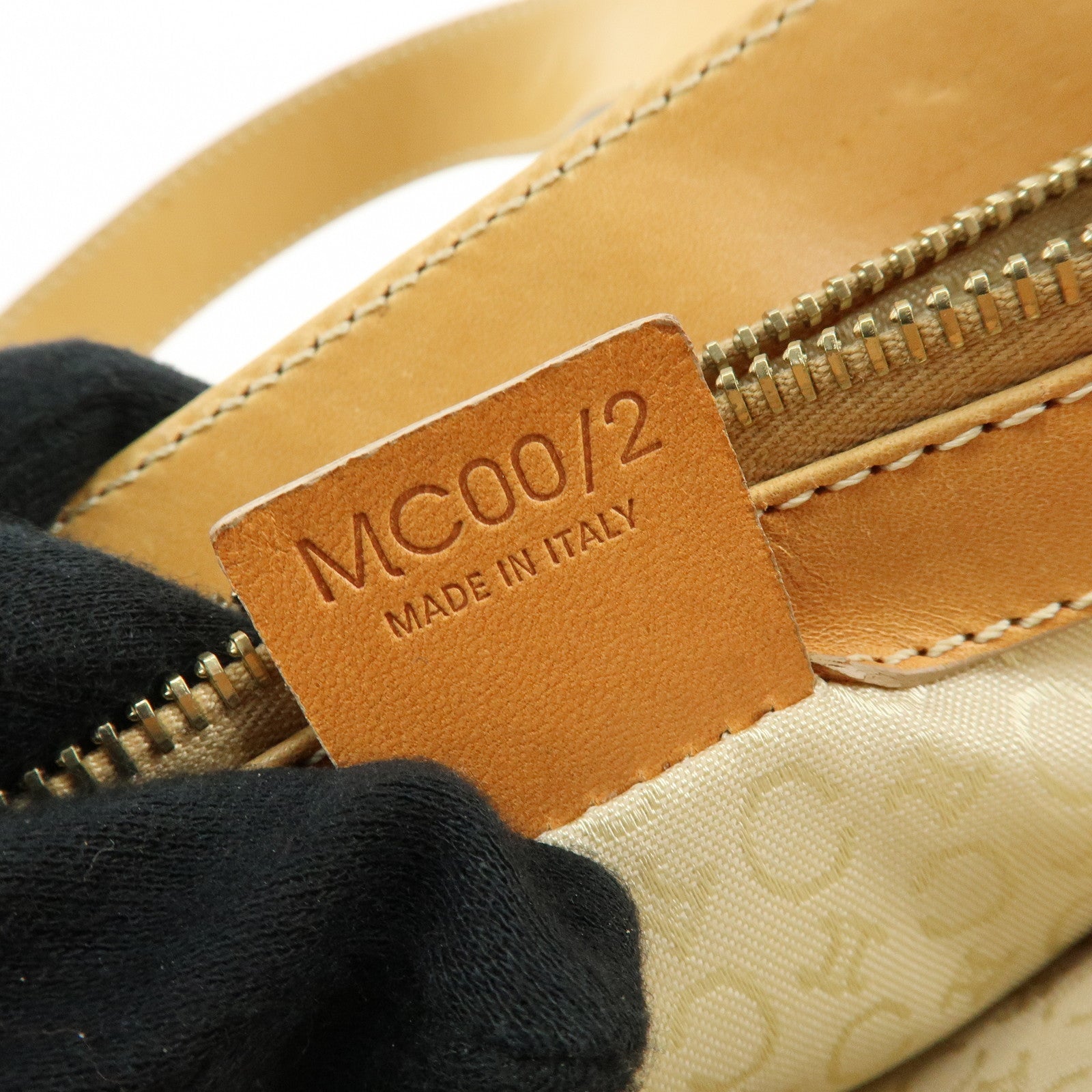 CELINE C Macadam Suede Leather Hand Bag Tote Bag Light Green